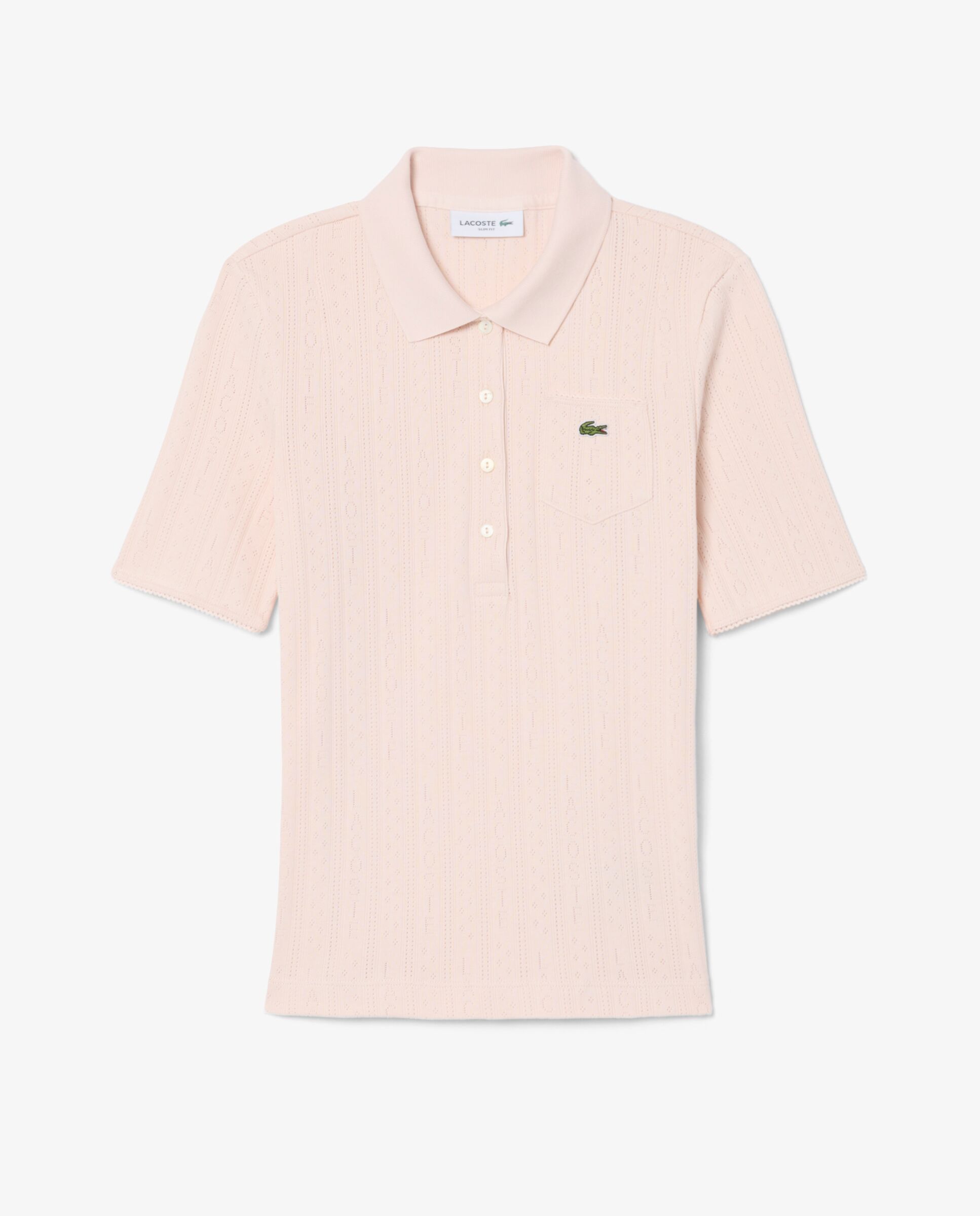 Polo de mujer de punto pointelle de corte ajustado en rosa de manga corta - Lacoste - Rosa Rosa-6