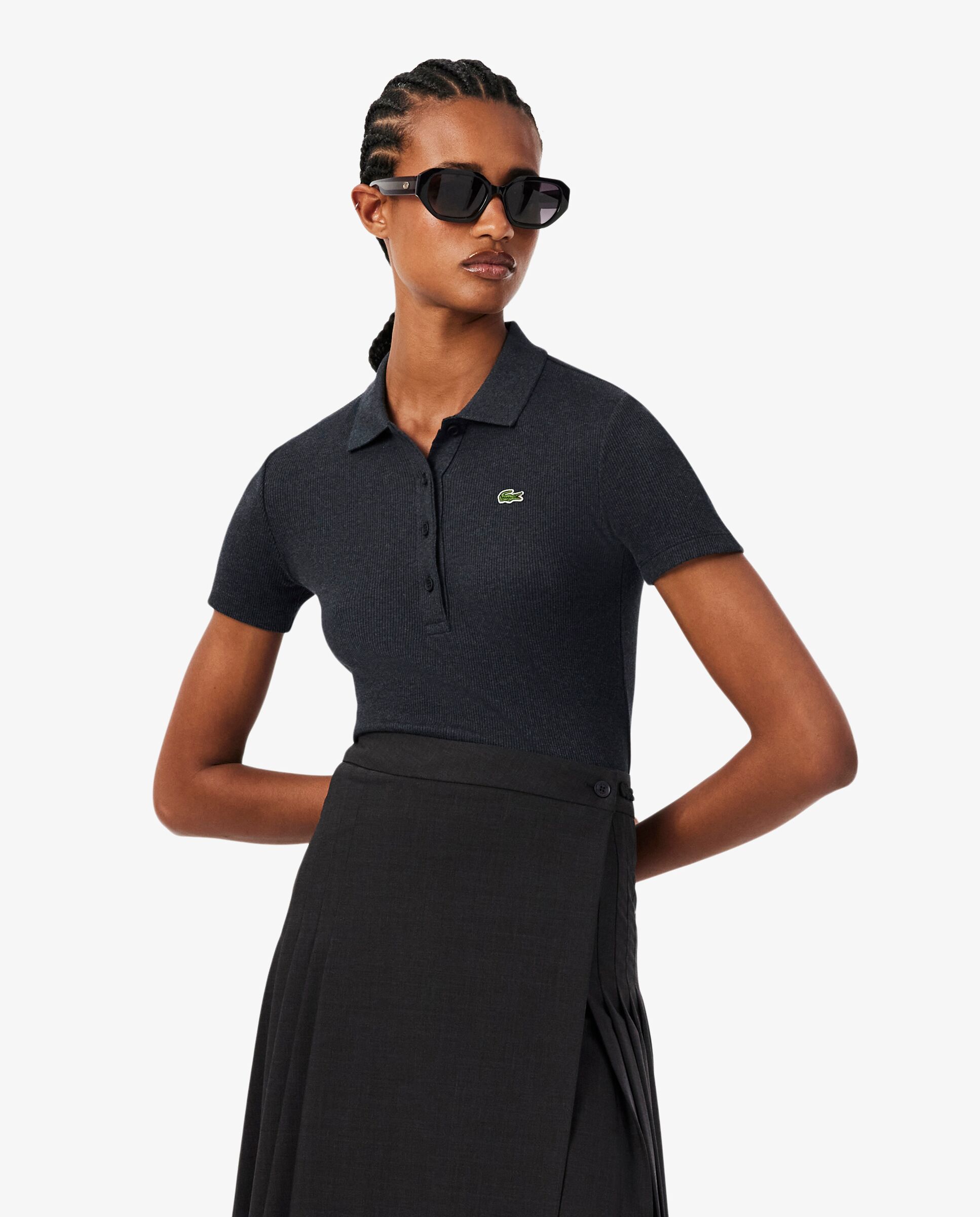 Polo de mujer Lacoste en algodón ecológico - Gris Gris-1