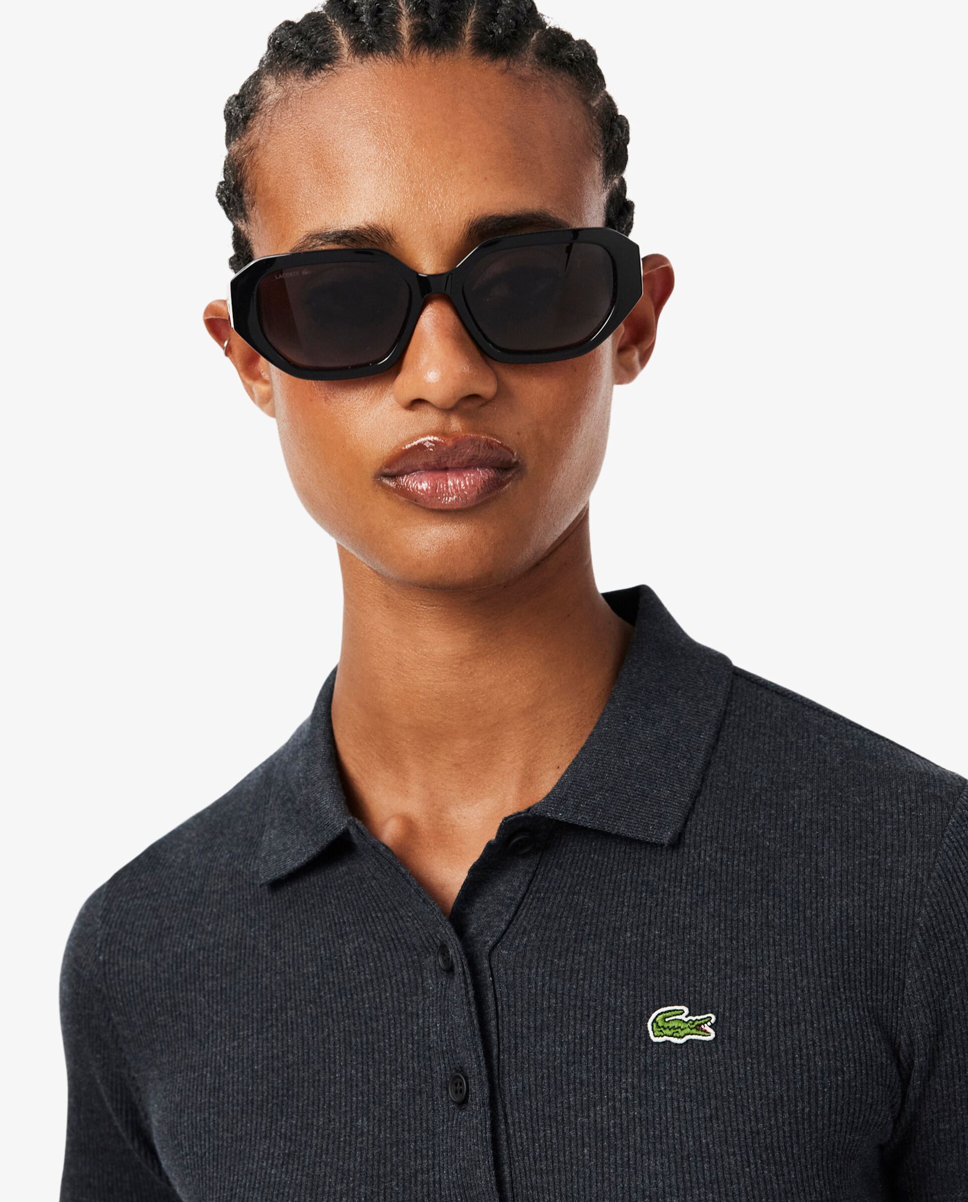 Polo de mujer Lacoste en algodón ecológico - Gris Gris-3