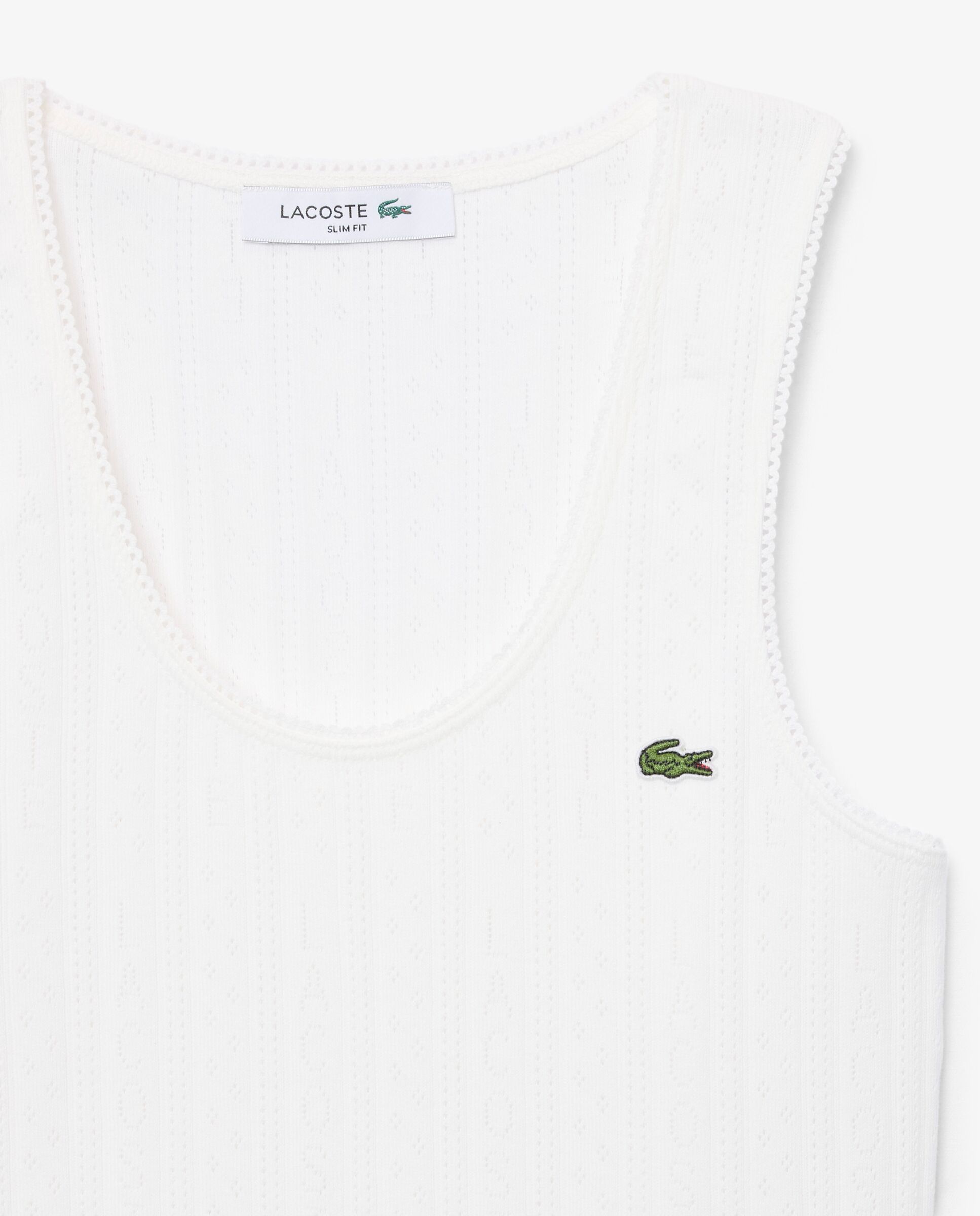 Top de tirantes de corte ajustado de punto algodón pointelle en de manga corta - Lacoste - Blanco Blanco-5