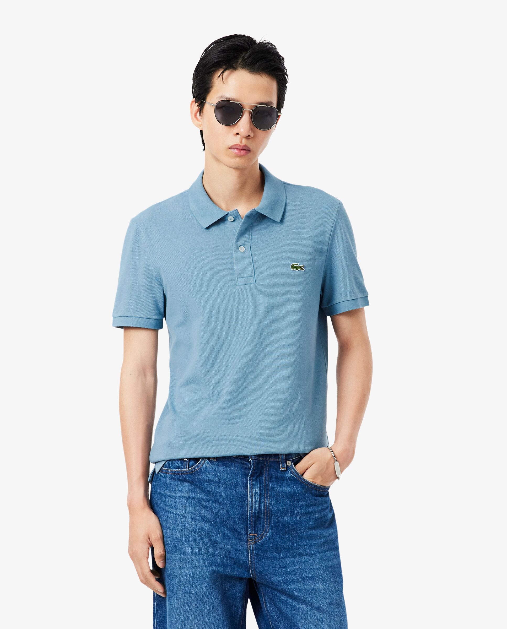 Imagen 0 de Polo de hombre de piqué de corte ajustado de manga corta Azul anticuario