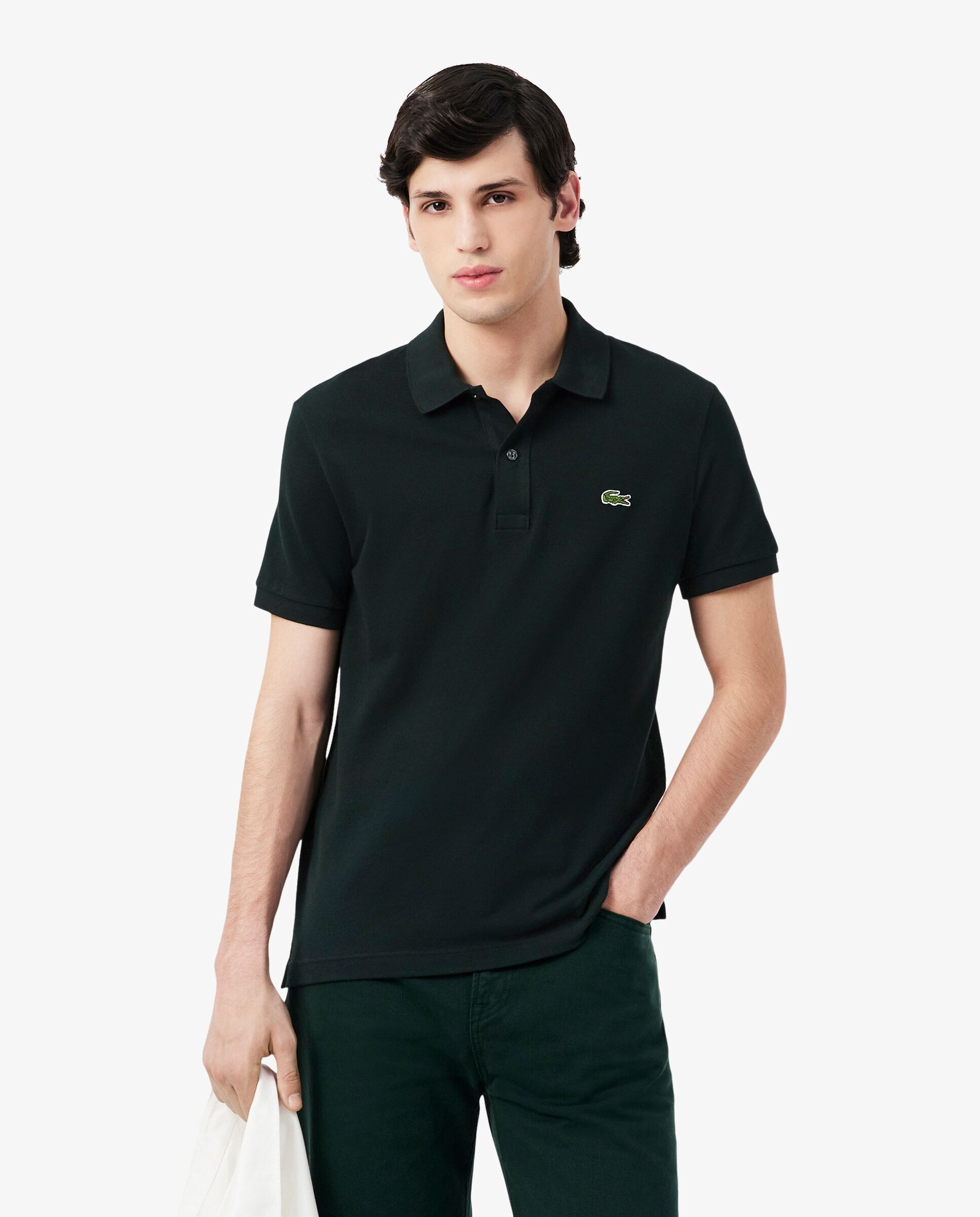 Polo de hombre de piqué de corte ajustado de manga corta - Lacoste - Verde oscuro Verde oscuro-1