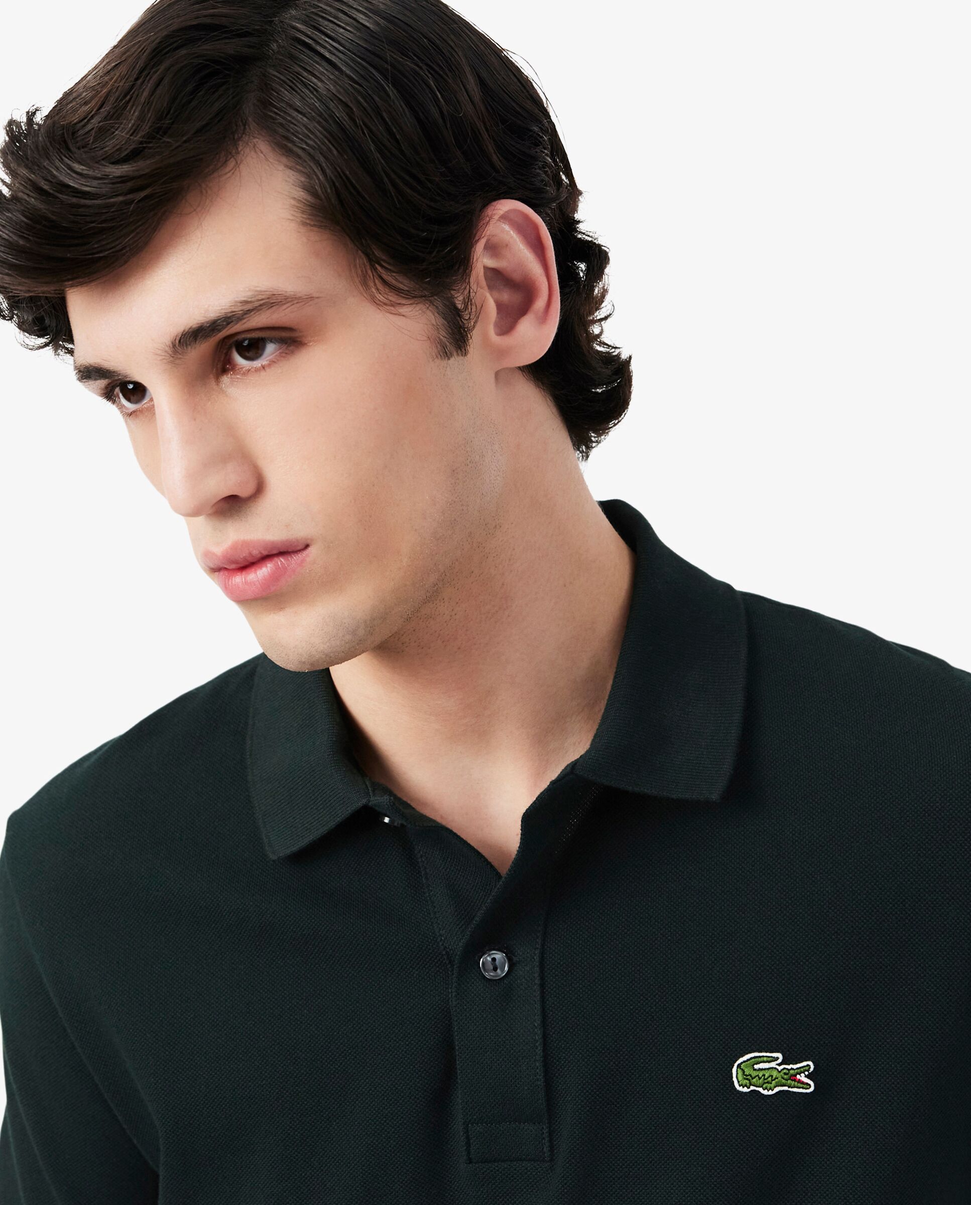 Polo de hombre de piqué de corte ajustado de manga corta - Lacoste - Verde oscuro Verde oscuro-3