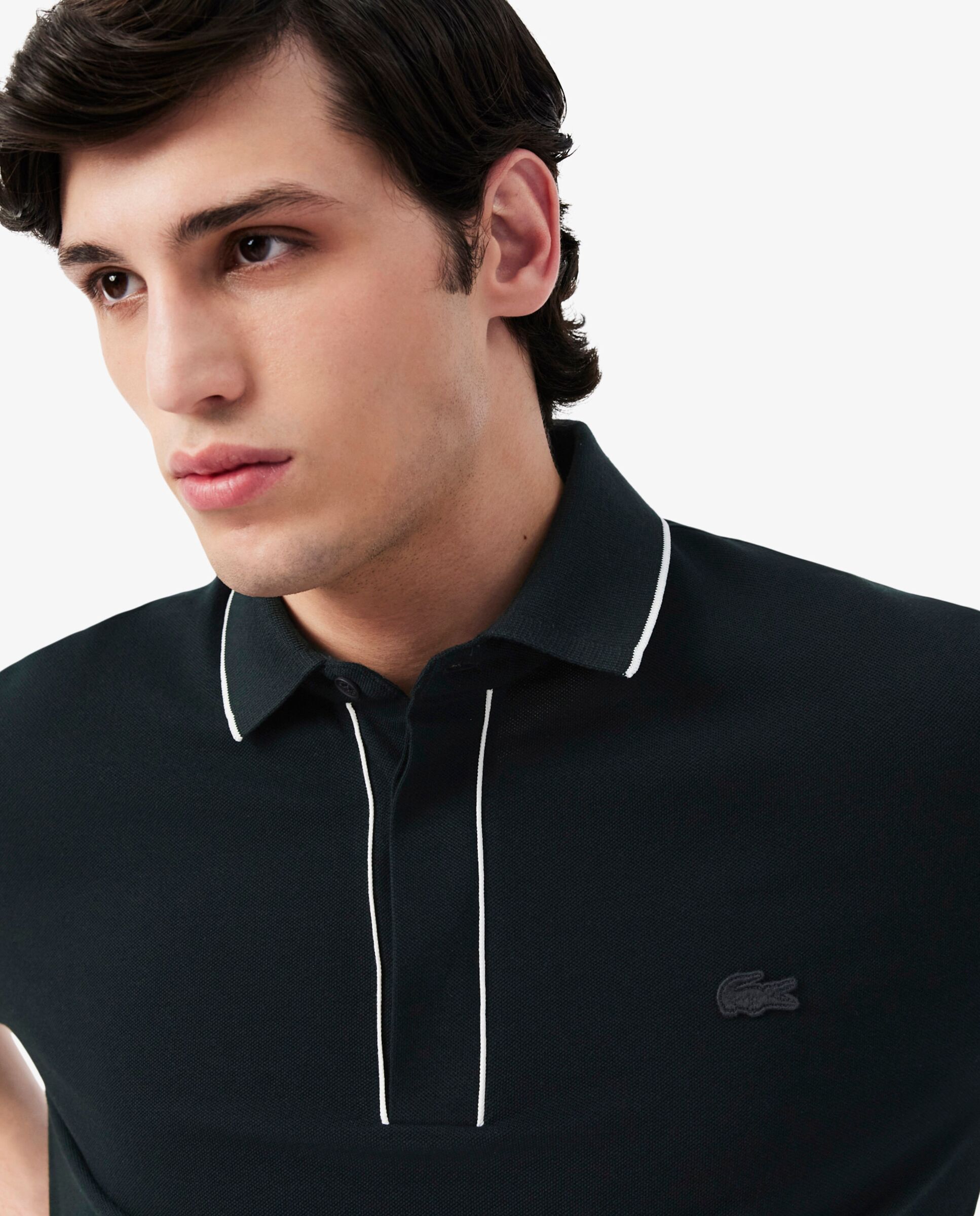 Polo de hombre Smart Paris en algodón stretch con ribete a contraste de manga corta - Lacoste - Verde oscuro Verde oscuro-3