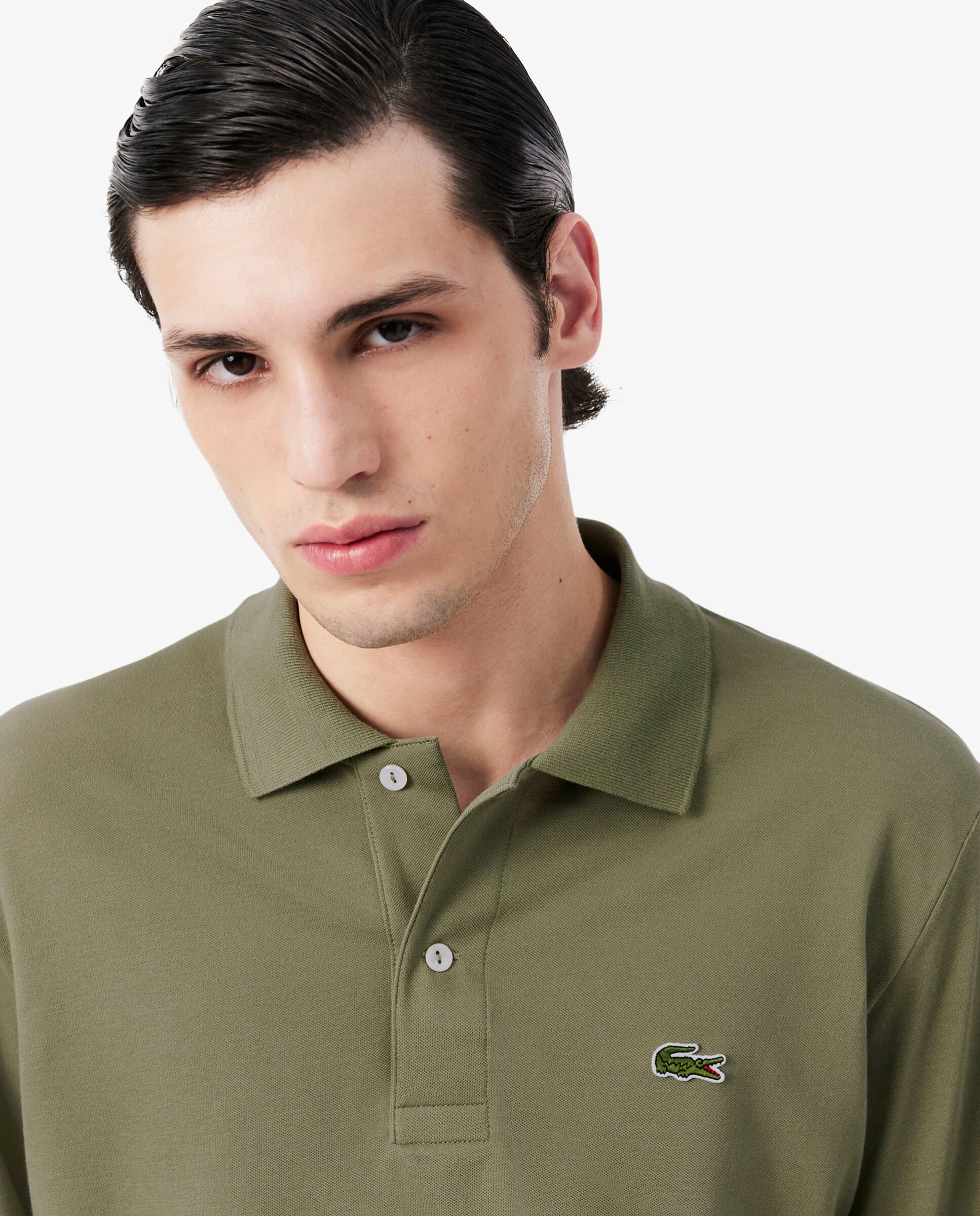 Polo de hombre de manga larga light de corte clásico en verde - Lacoste - Verde militar Verde militar-3