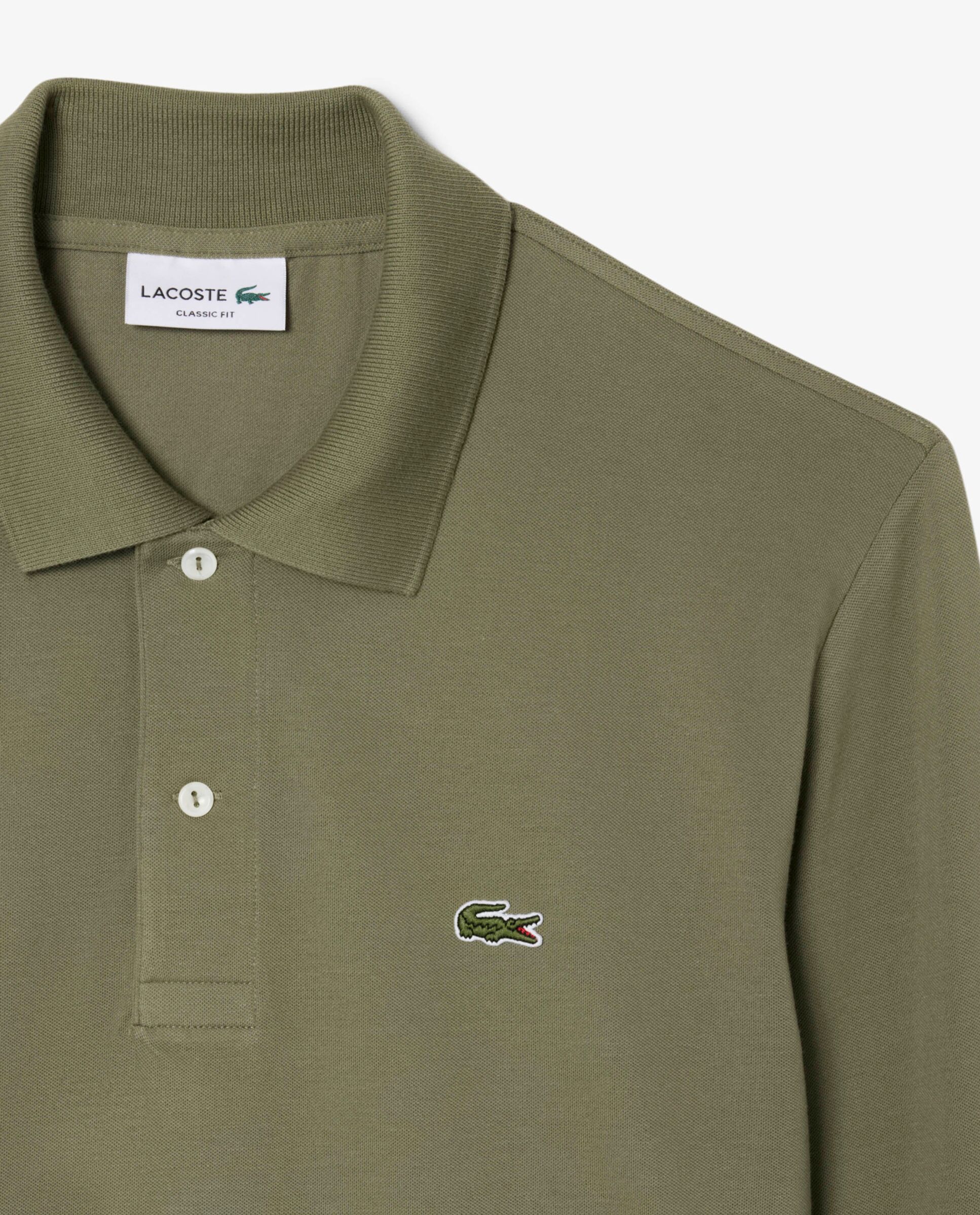 Polo de hombre de manga larga light de corte clásico en verde - Lacoste - Verde militar Verde militar-5