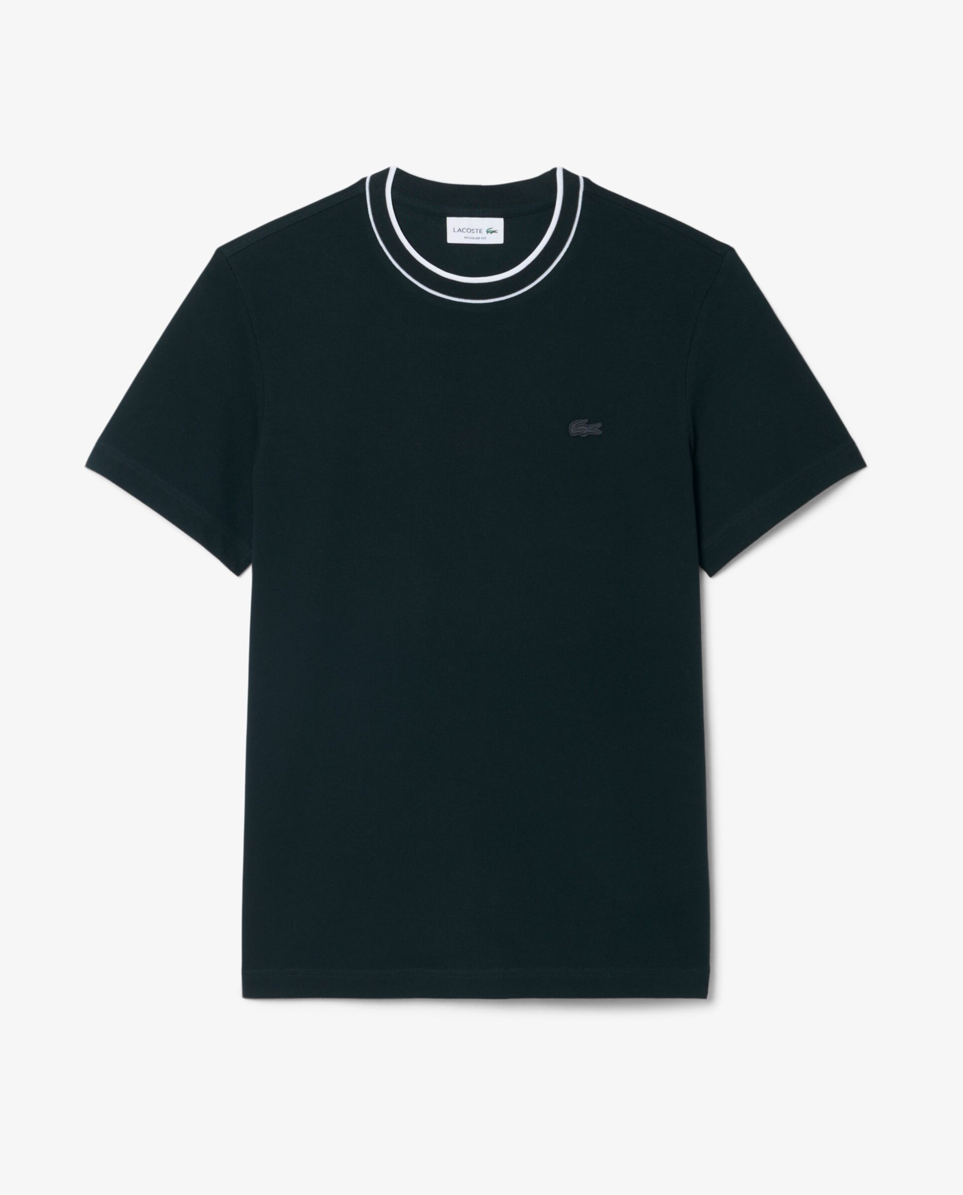 Camiseta de hombre de piqué elástico con cuello de rayas de manga corta - Lacoste - Verde oscuro Verde oscuro-6