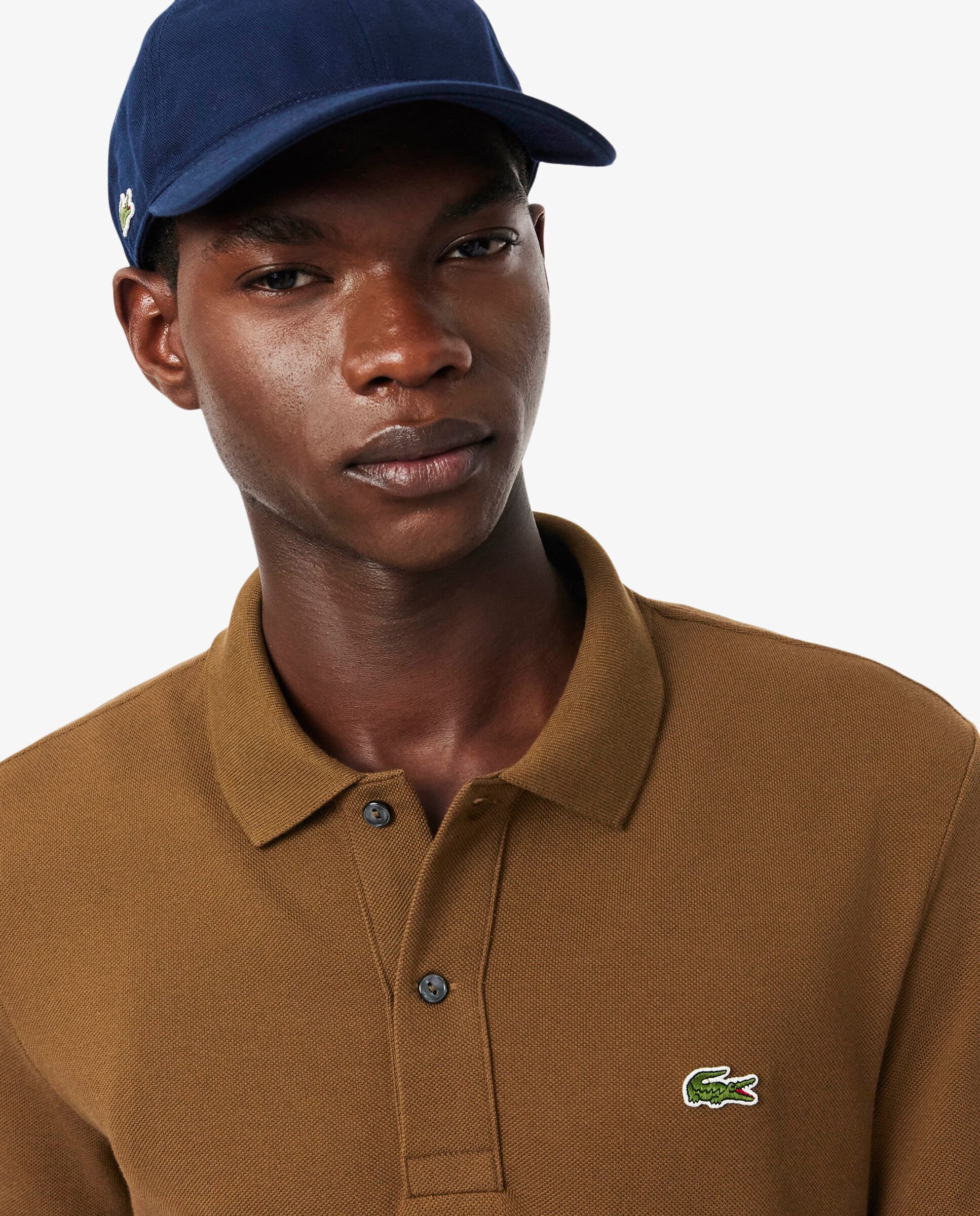 Polo de hombre de piqué de corte ajustado de manga corta - Lacoste - Marrón Marrón-3