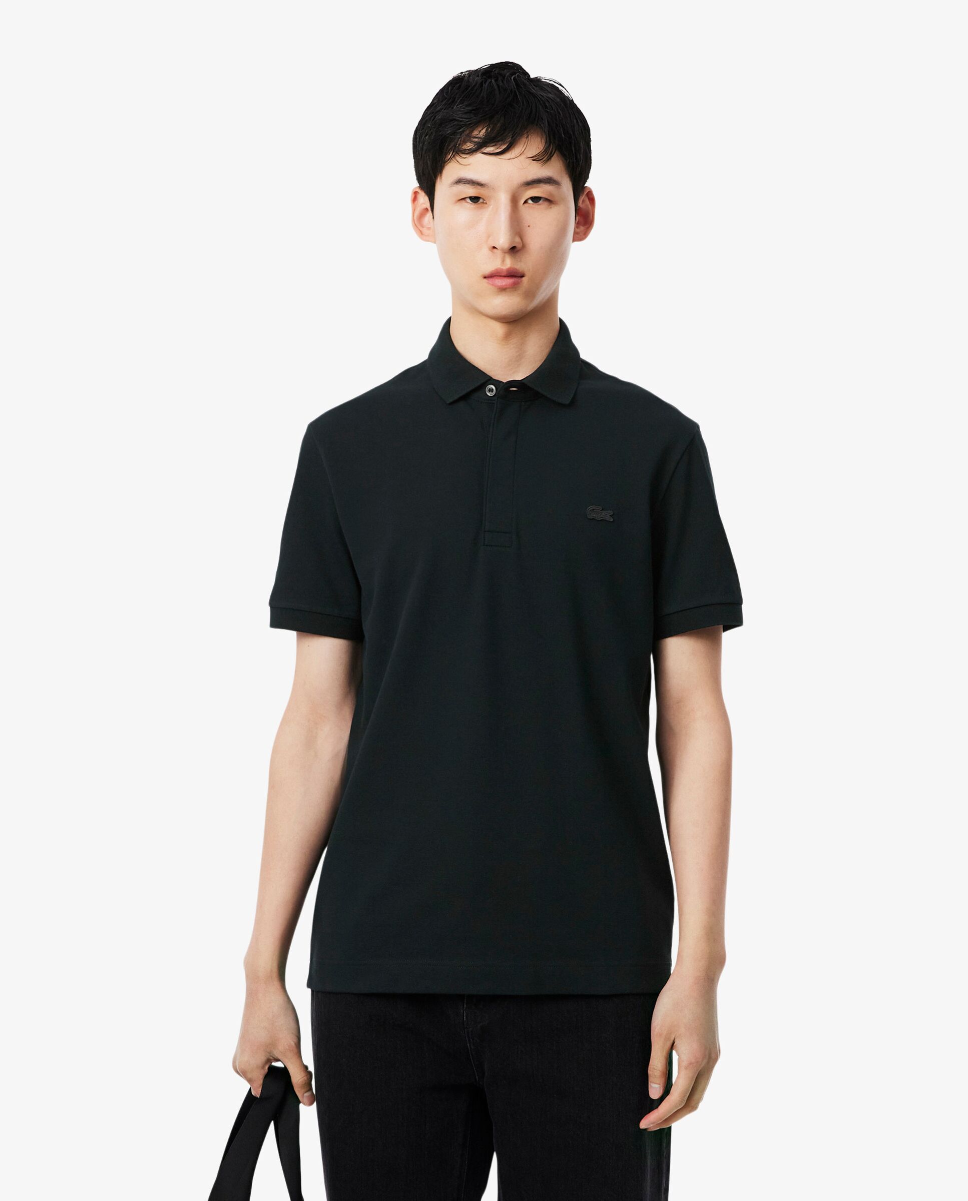 Polo de hombre de corte regular paris de piqué elástico de manga corta - Lacoste - Negro / Verde Negro / Verde-1