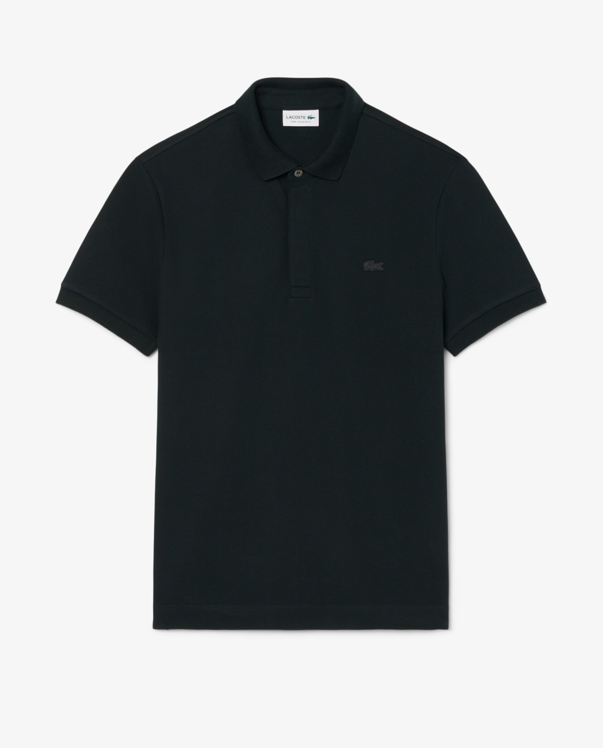 Polo de hombre de corte regular paris de piqué elástico de manga corta - Lacoste - Negro / Verde Negro / Verde-6