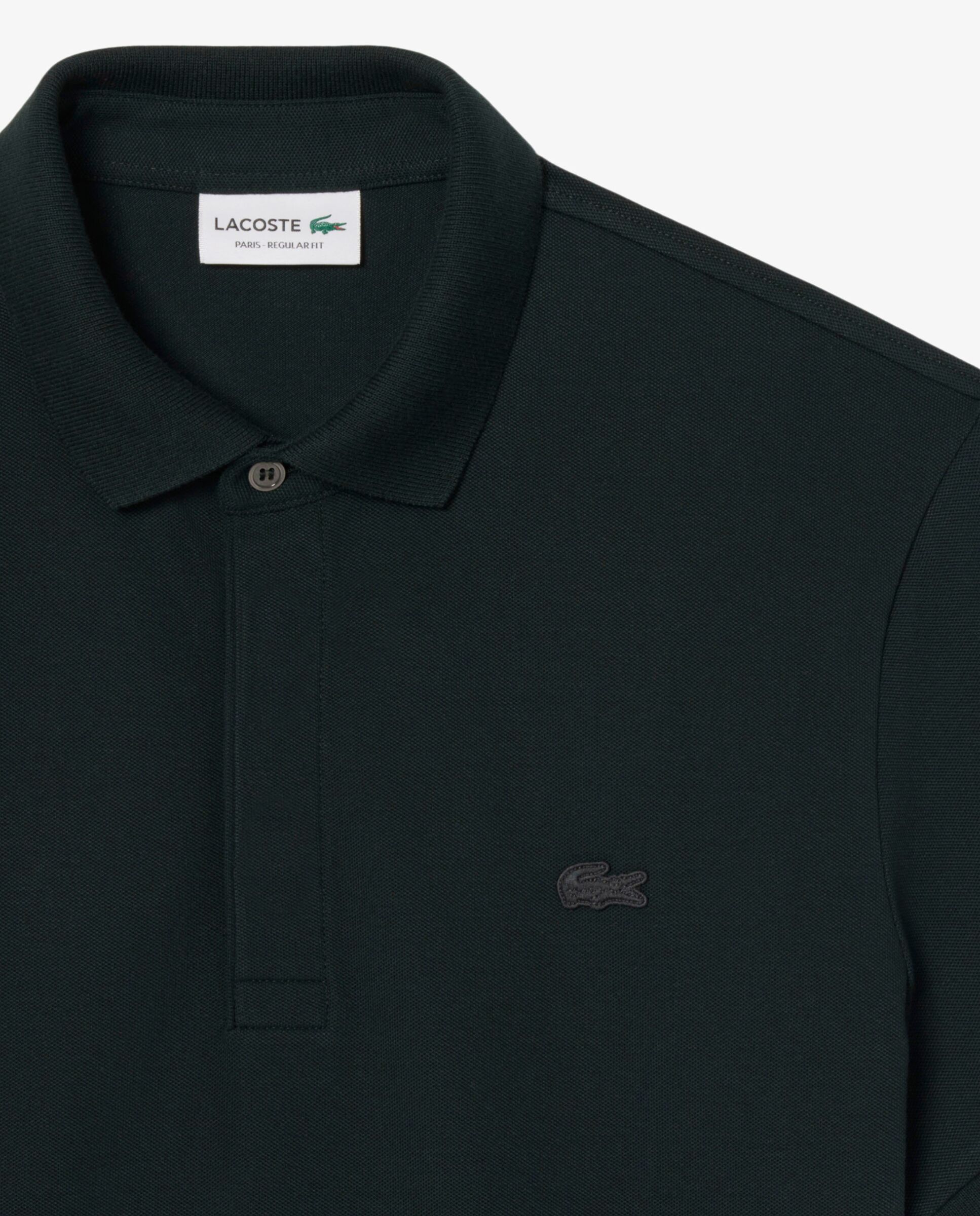 Polo de hombre de corte regular paris de piqué elástico de manga corta - Lacoste - Negro / Verde Negro / Verde-5
