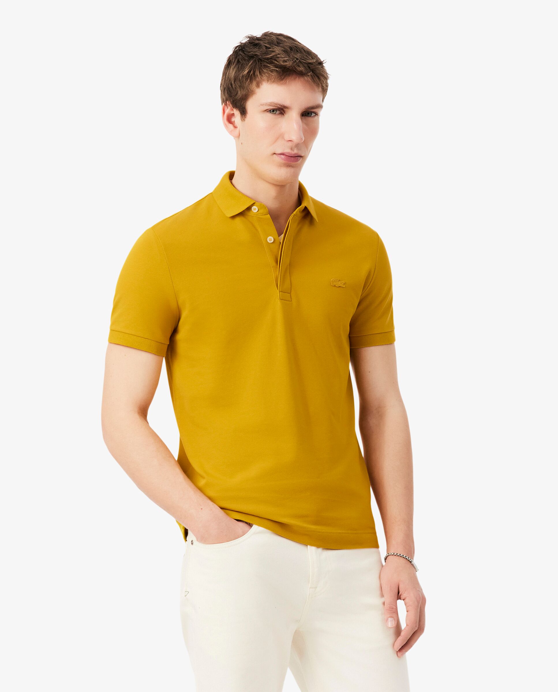 Polo de hombre de corte regular paris de piqué elástico de manga corta