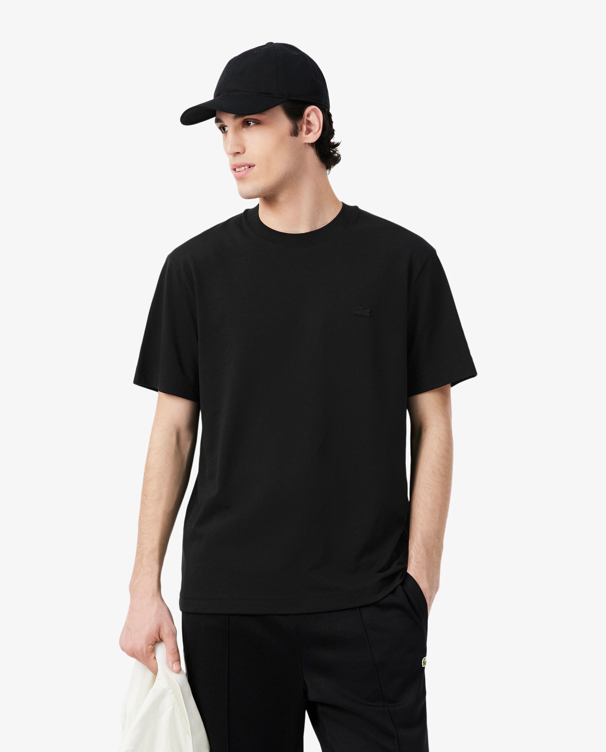 Camiseta de hombre de piqué de algodón pima en azul de manga corta - Lacoste - Negro Negro-1