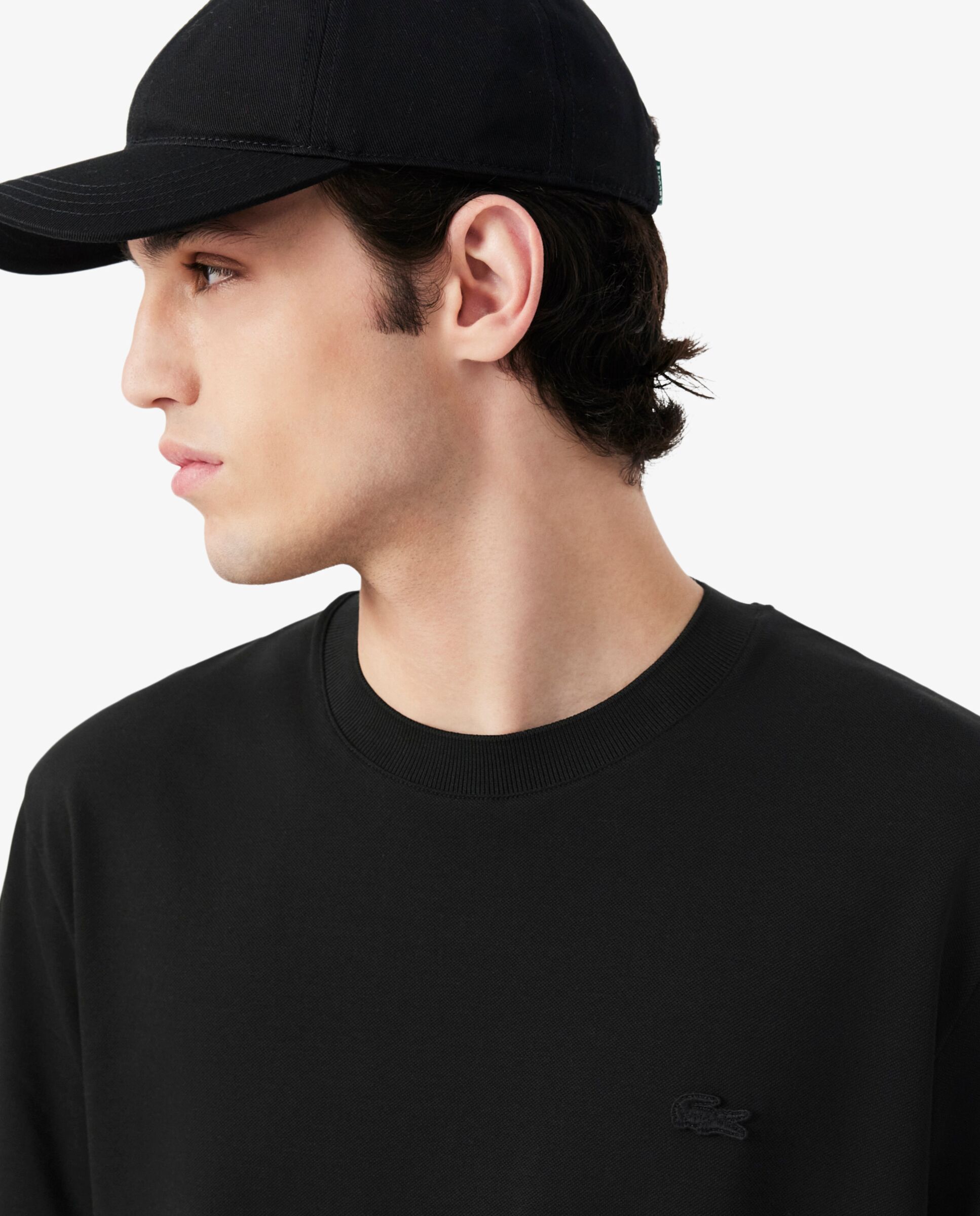 Camiseta de hombre de piqué de algodón pima en azul de manga corta - Lacoste - Negro Negro-3