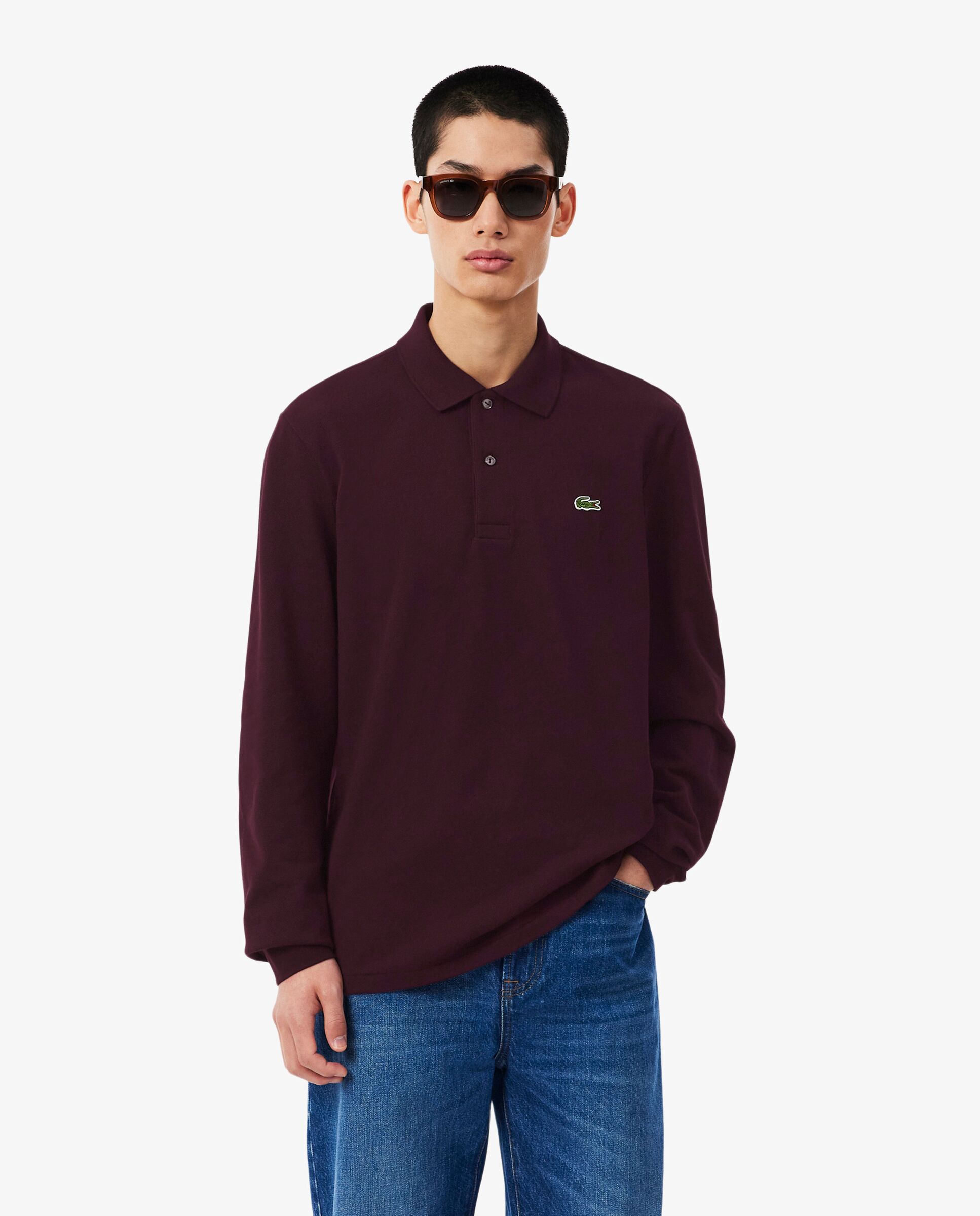Polo de hombre de corte clásico de manga larga - Lacoste - Marrón Marrón-1