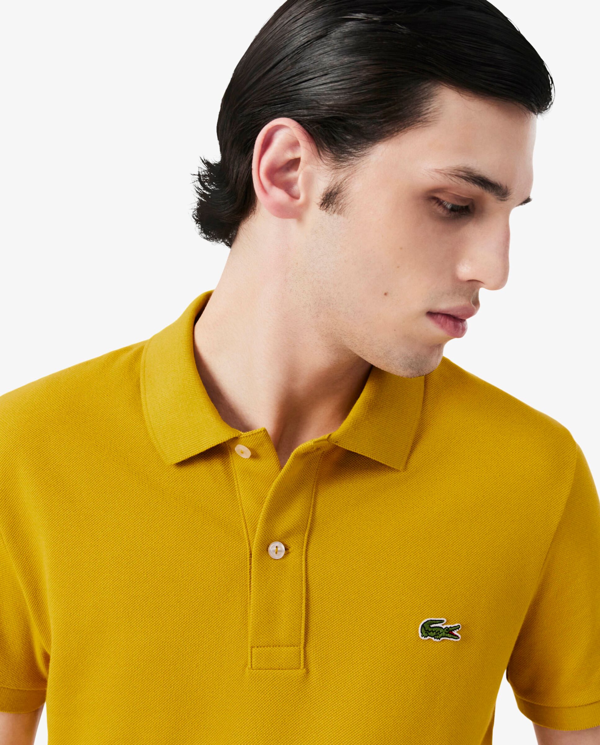 Polo de hombre de piqué de corte ajustado de manga corta - Amarillo Amarillo-3