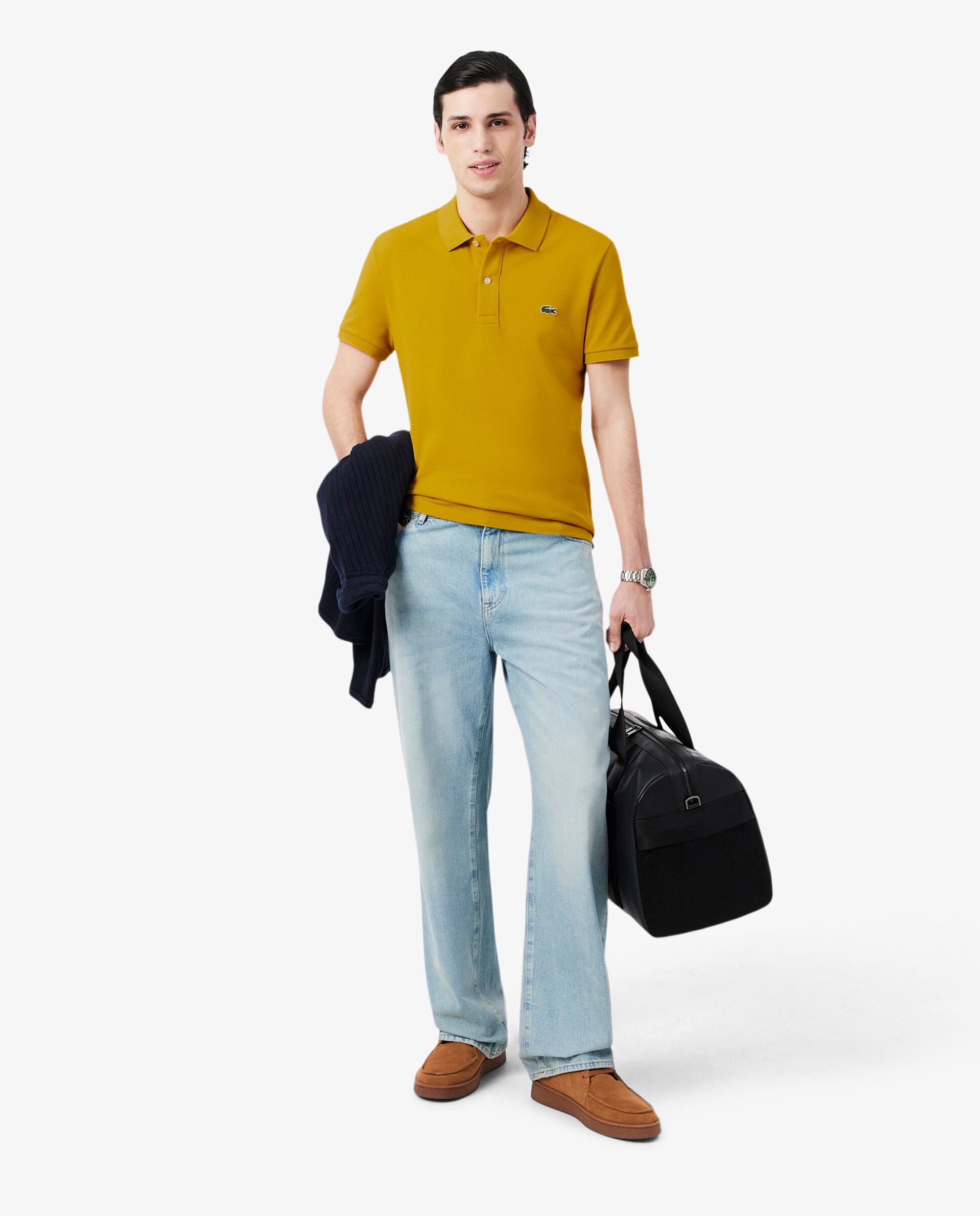 Polo de hombre de piqué de corte ajustado de manga corta - Amarillo Amarillo-4
