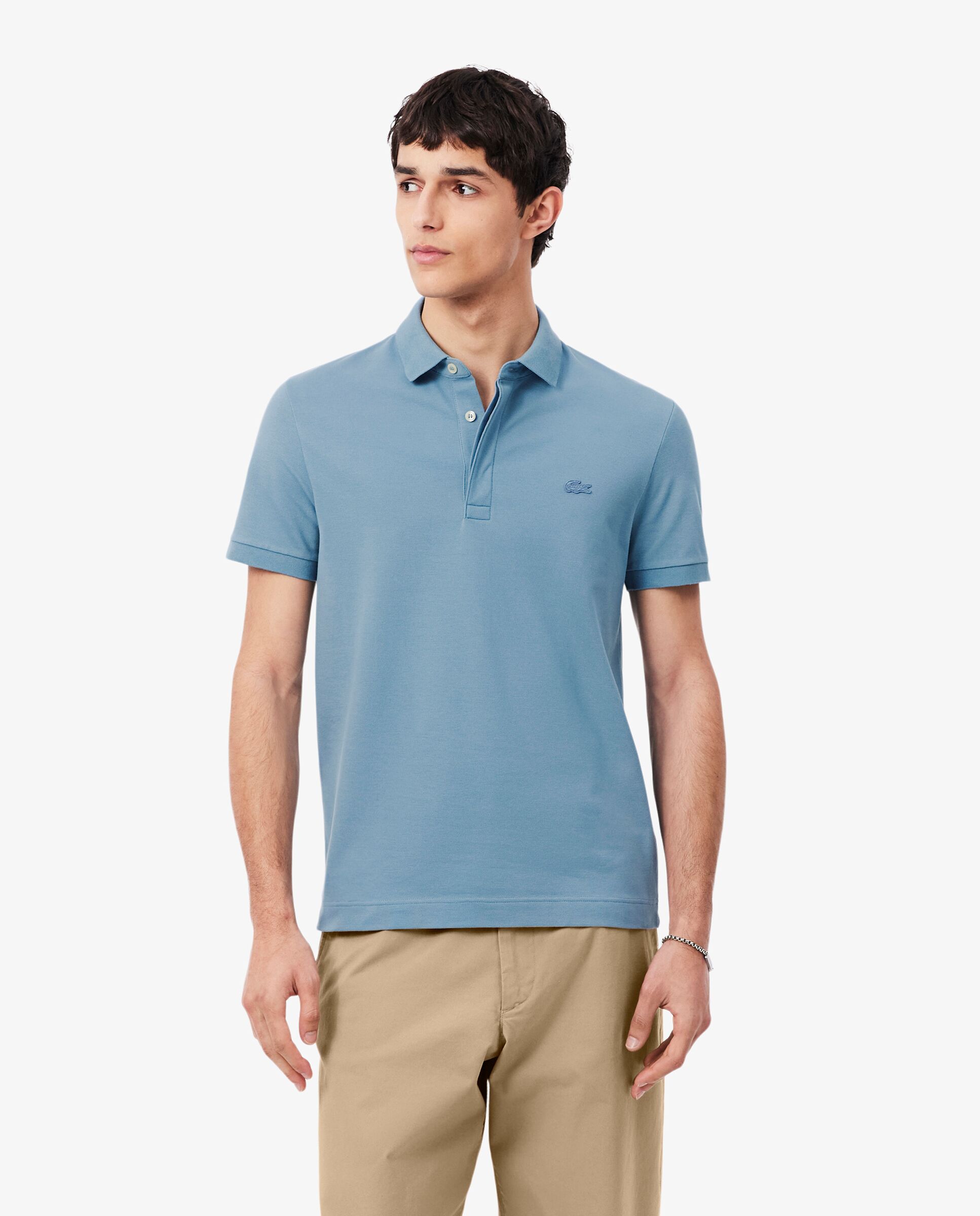 Polo de hombre de corte regular Paris de piqué elástico de manga corta - Lacoste - Zafiro Zafiro-1