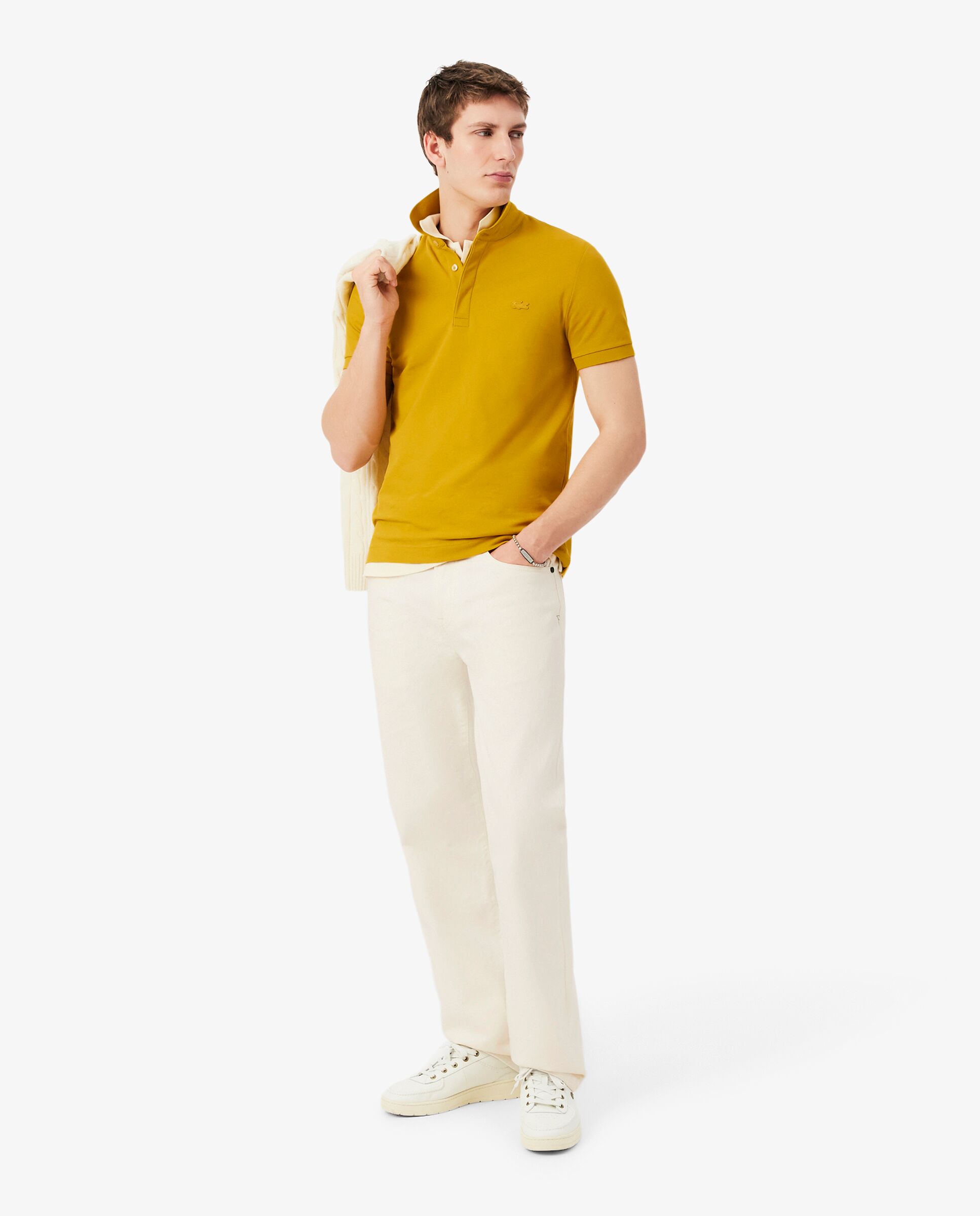 Polo de hombre de corte regular paris de piqué elástico de manga corta - Lacoste - Amarillo Amarillo-4