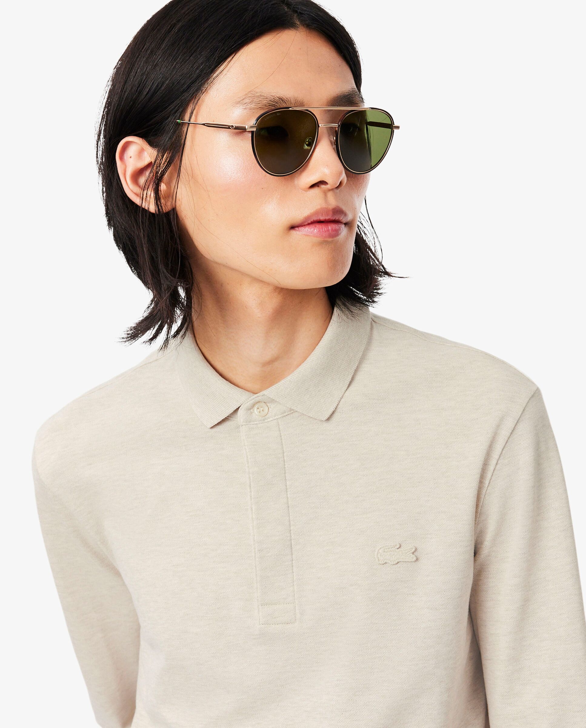 Polo de hombre de corte regular paris de piqué elástico de manga corta - Lacoste - Gris oscuro Gris oscuro-3