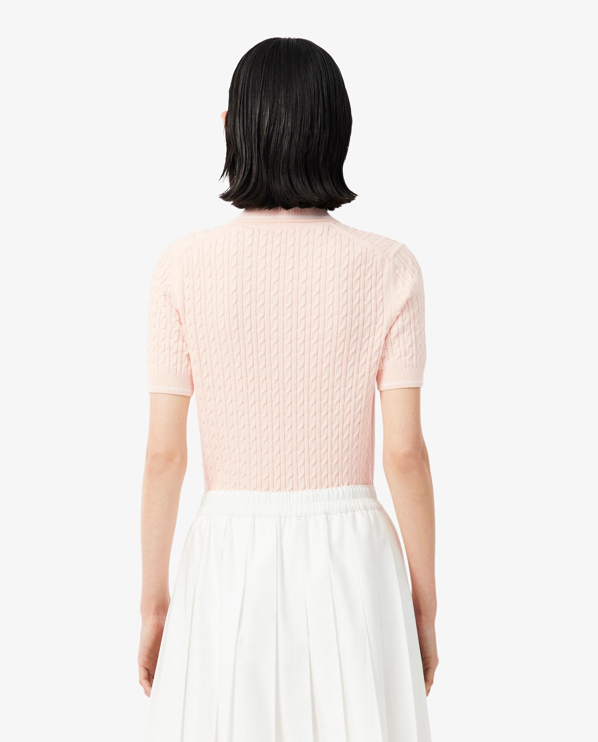 De cuello polo de mujer de punto con ochos y rayas en verde de manga corta - Lacoste - Rosa Rosa-2
