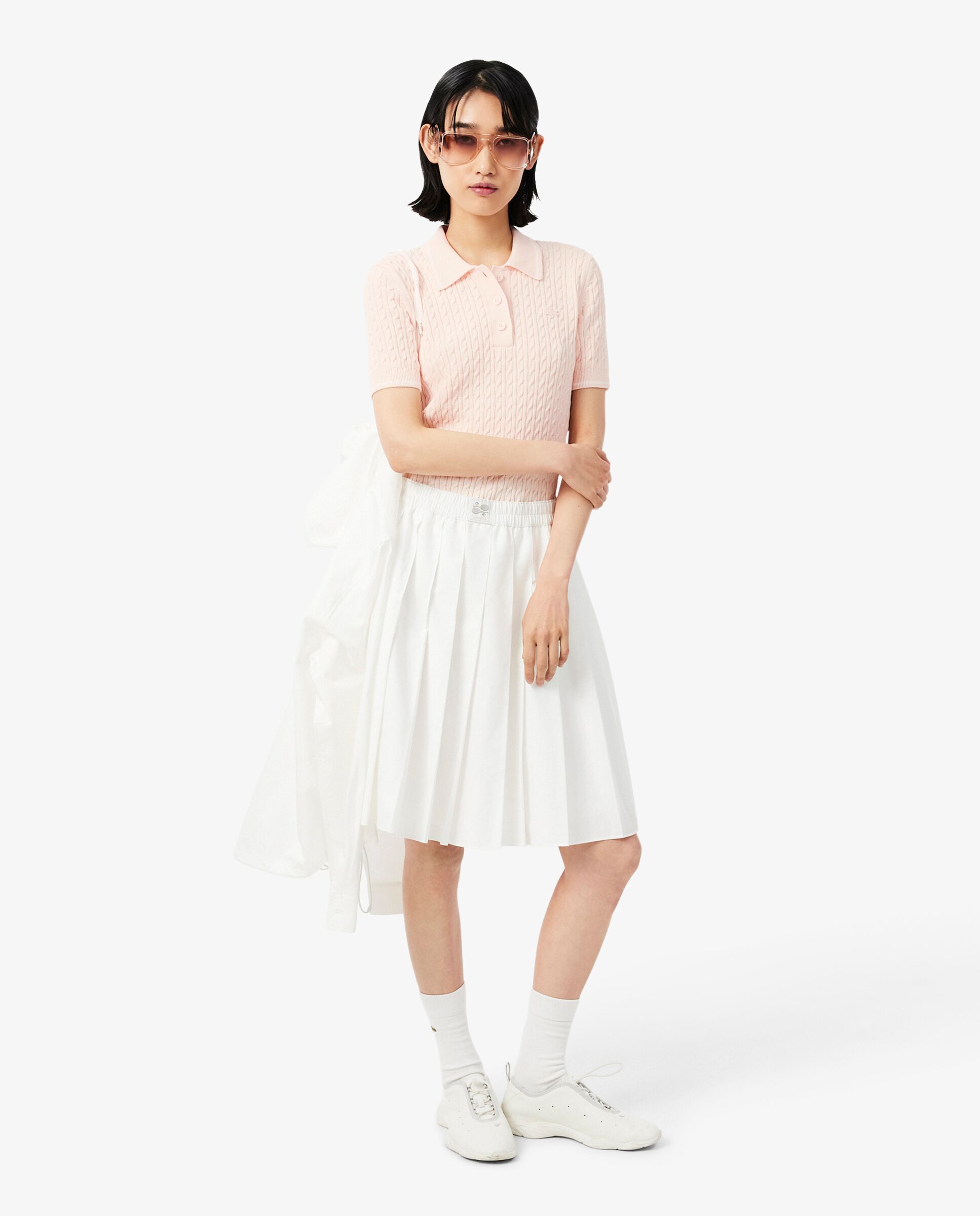 De cuello polo de mujer de punto con ochos y rayas en verde de manga corta - Lacoste - Rosa Rosa-4
