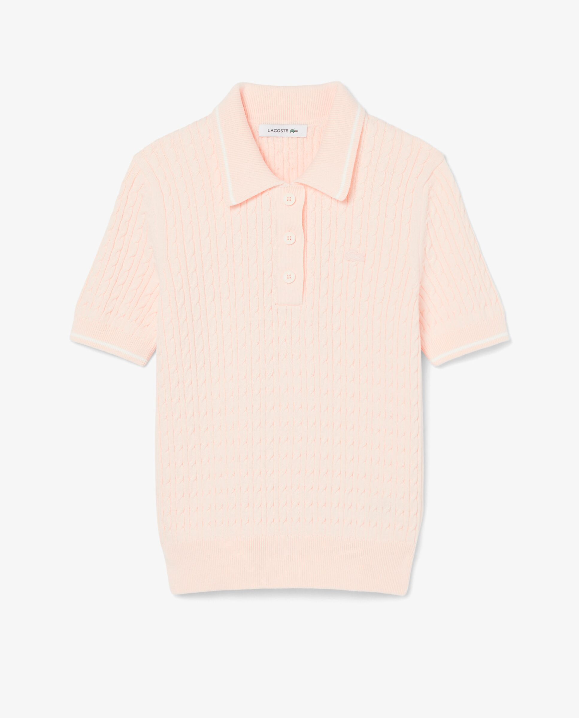De cuello polo de mujer de punto con ochos y rayas en verde de manga corta - Lacoste - Rosa Rosa-6