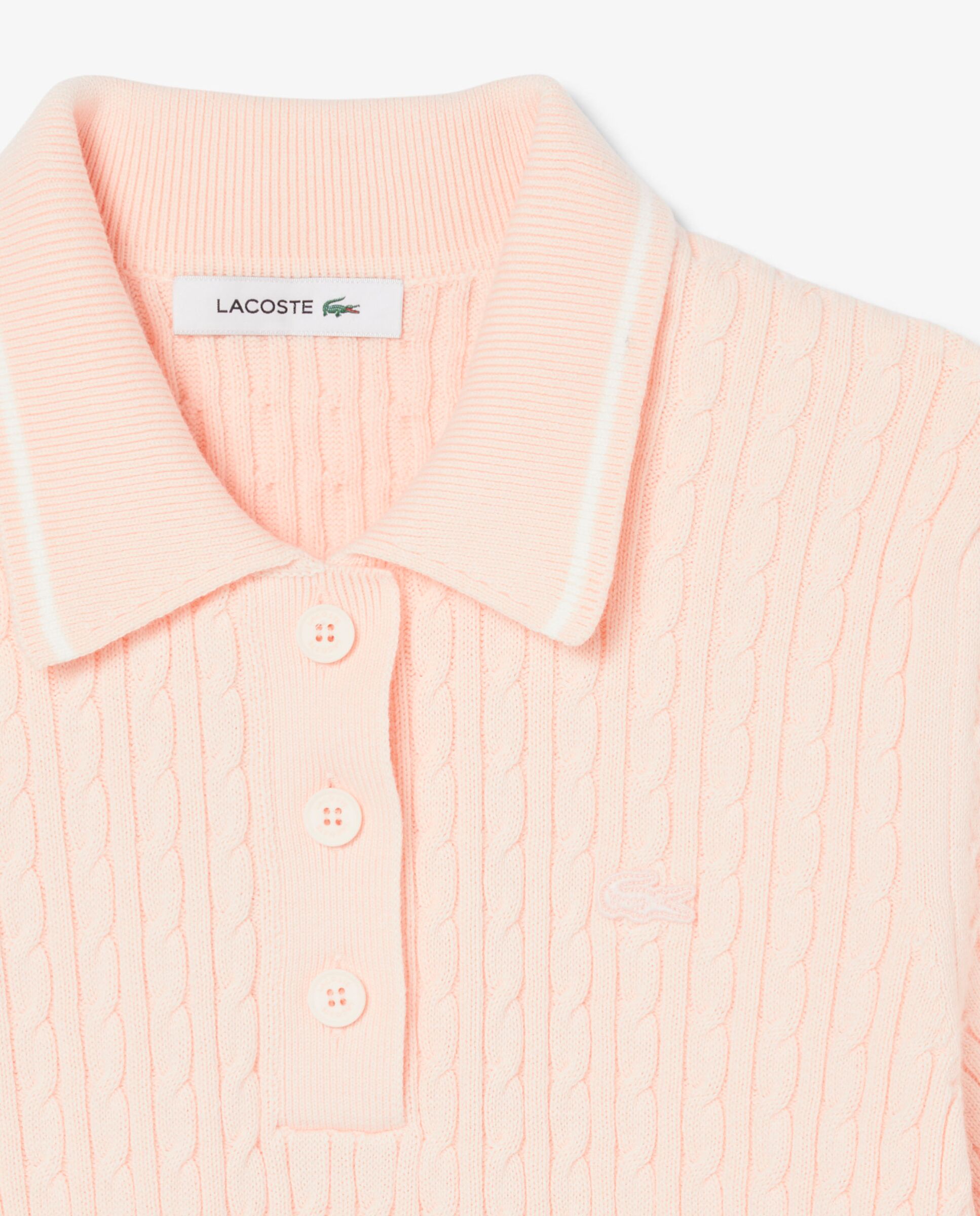 De cuello polo de mujer de punto con ochos y rayas en verde de manga corta - Lacoste - Rosa Rosa-5