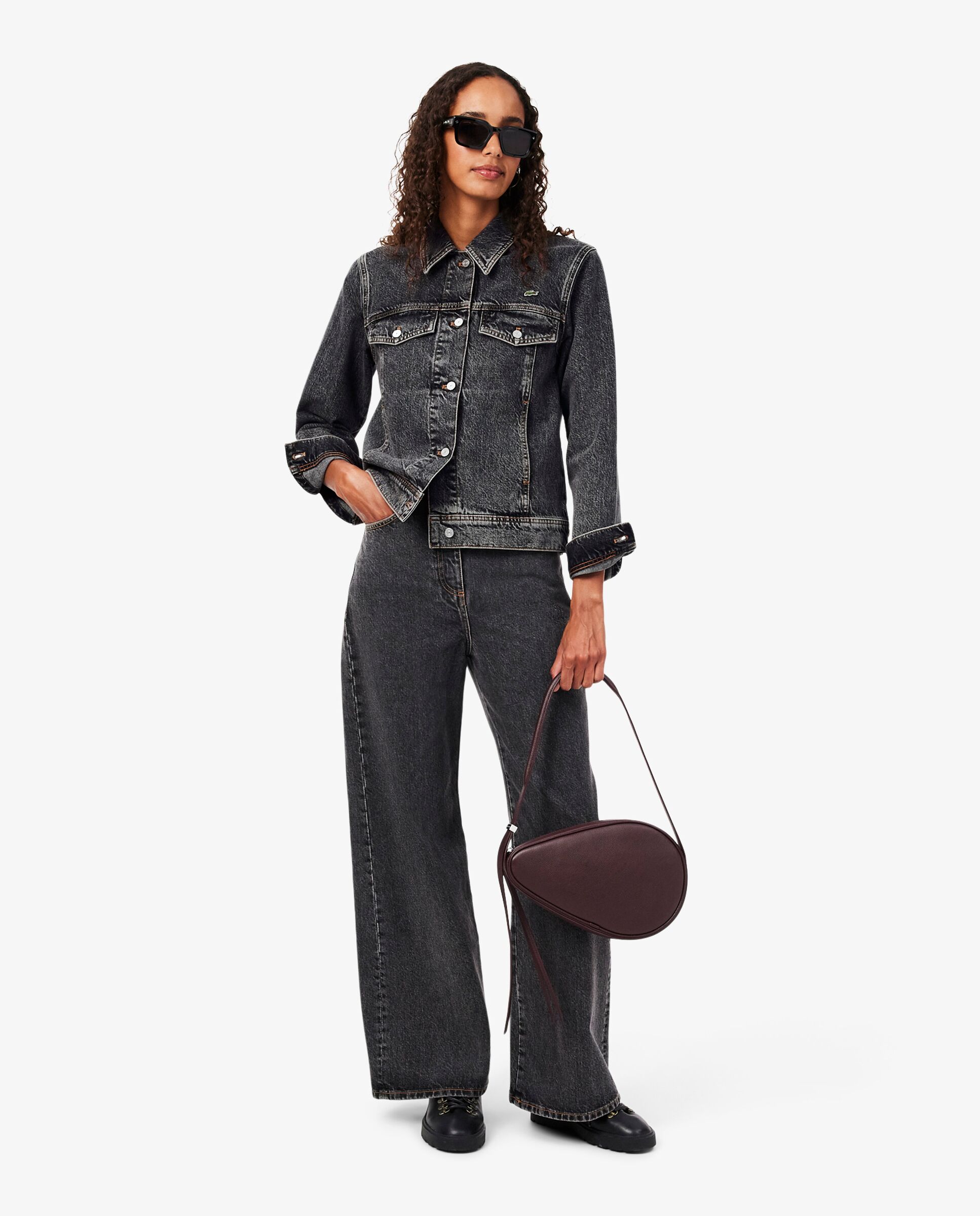 Cazadora de mujer vaquera de algodón - Lacoste - Gris oscuro Gris oscuro-4