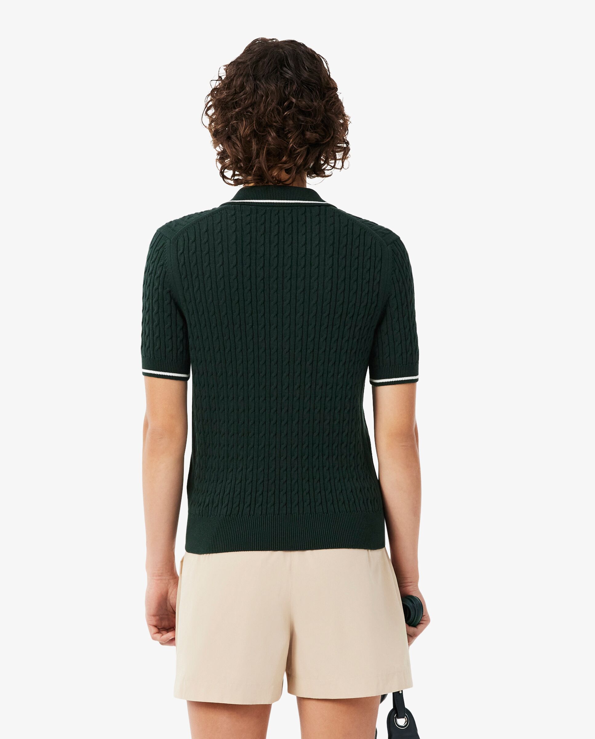 De cuello polo de mujer de punto con ochos y rayas en verde de manga corta - Lacoste - Verde Verde-2