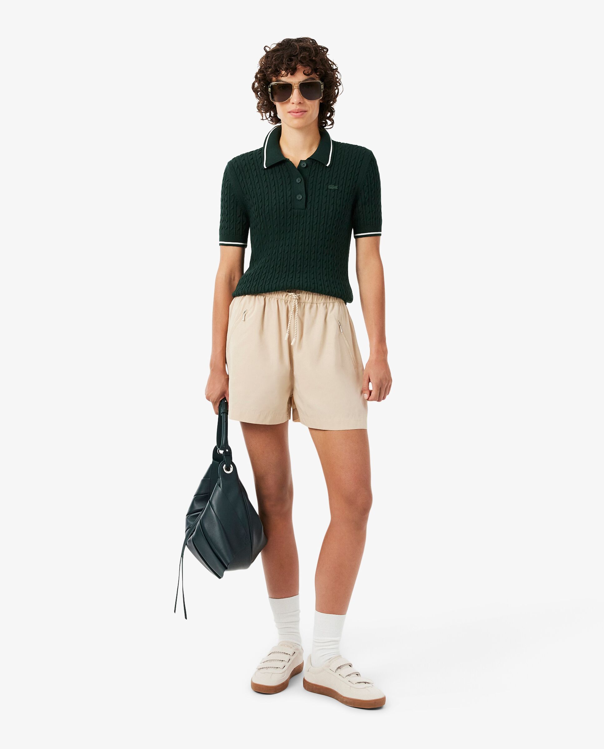 De cuello polo de mujer de punto con ochos y rayas en verde de manga corta - Lacoste - Verde Verde-4