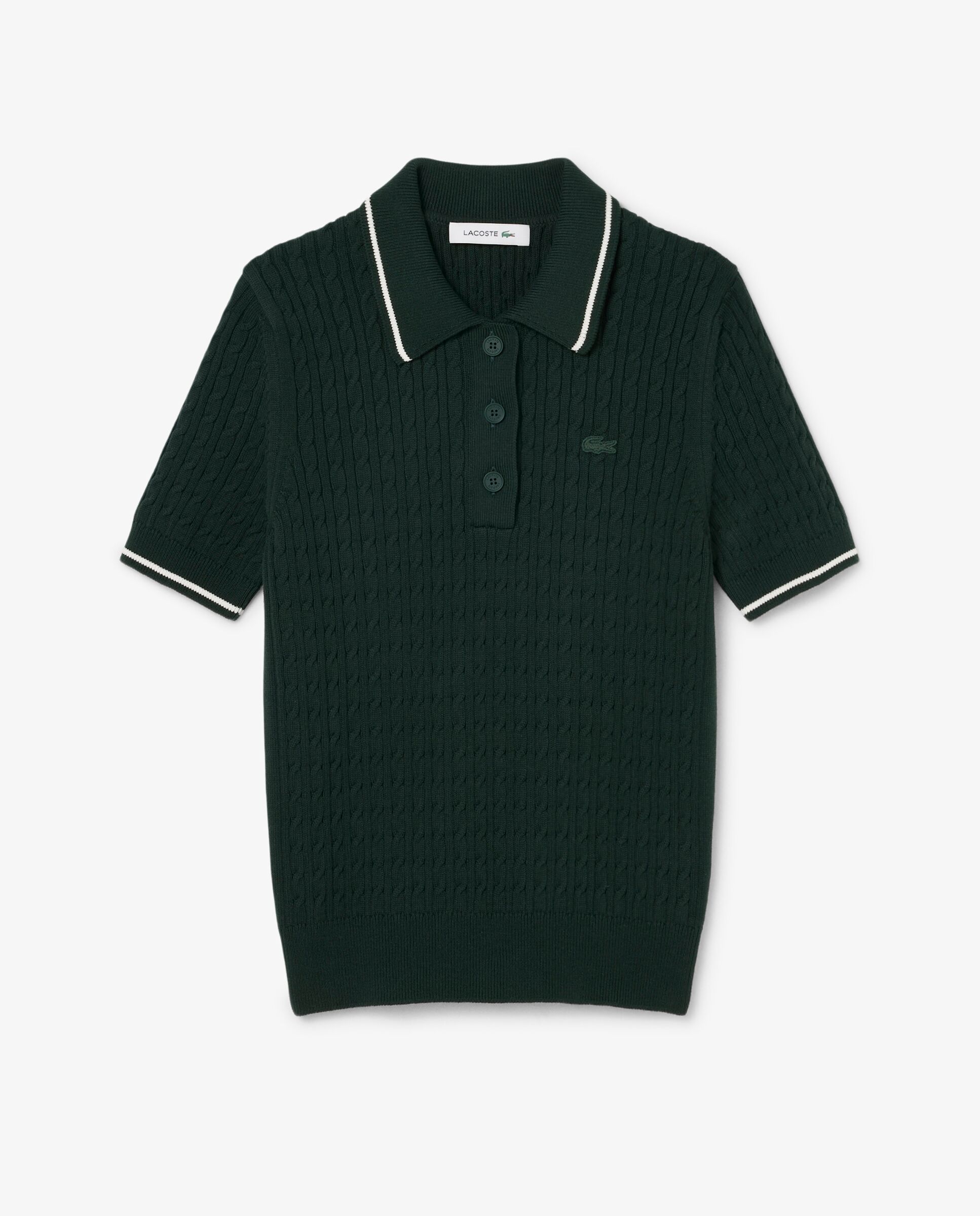 De cuello polo de mujer de punto con ochos y rayas en verde de manga corta - Lacoste - Verde Verde-6