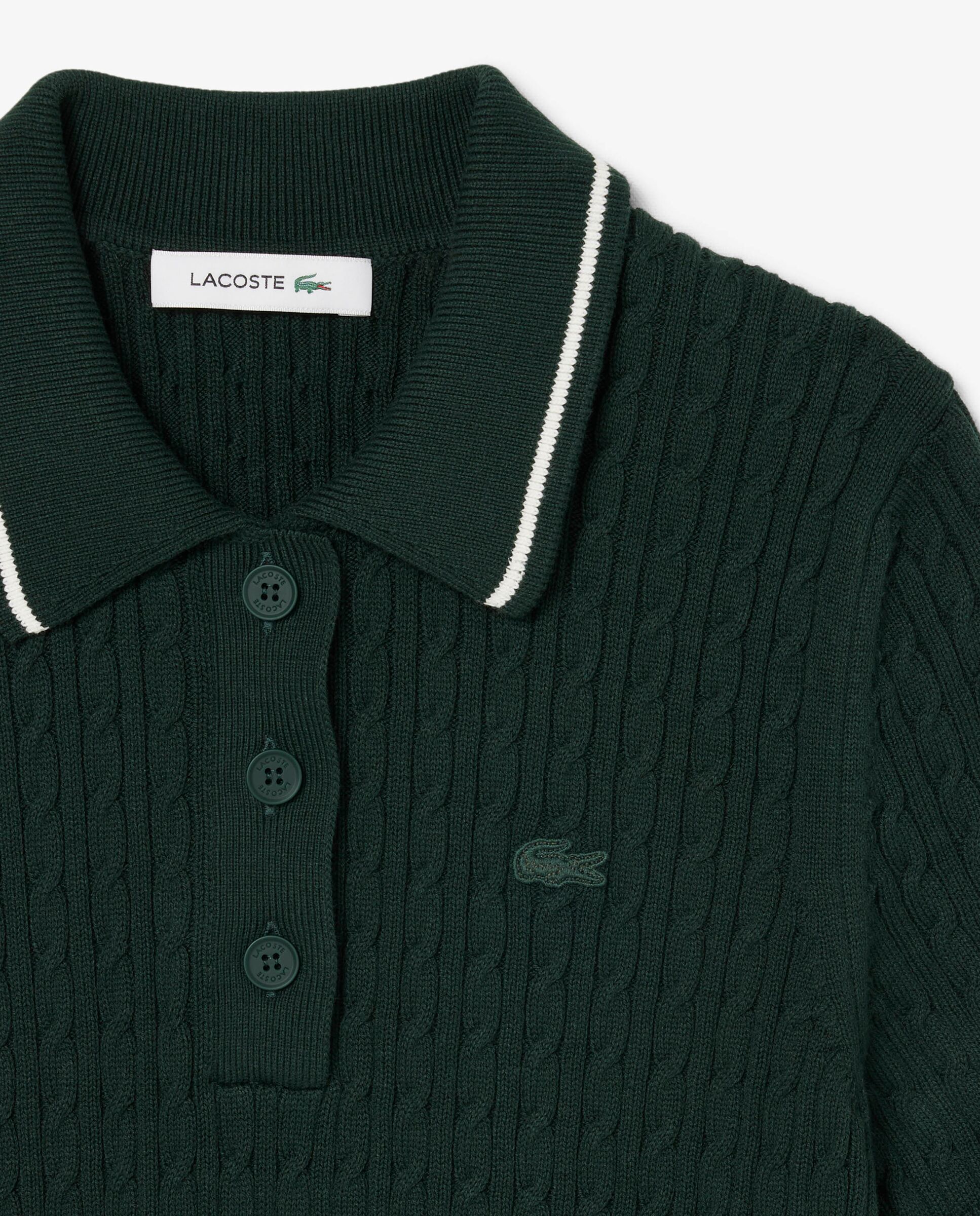 De cuello polo de mujer de punto con ochos y rayas en verde de manga corta - Lacoste - Verde Verde-5