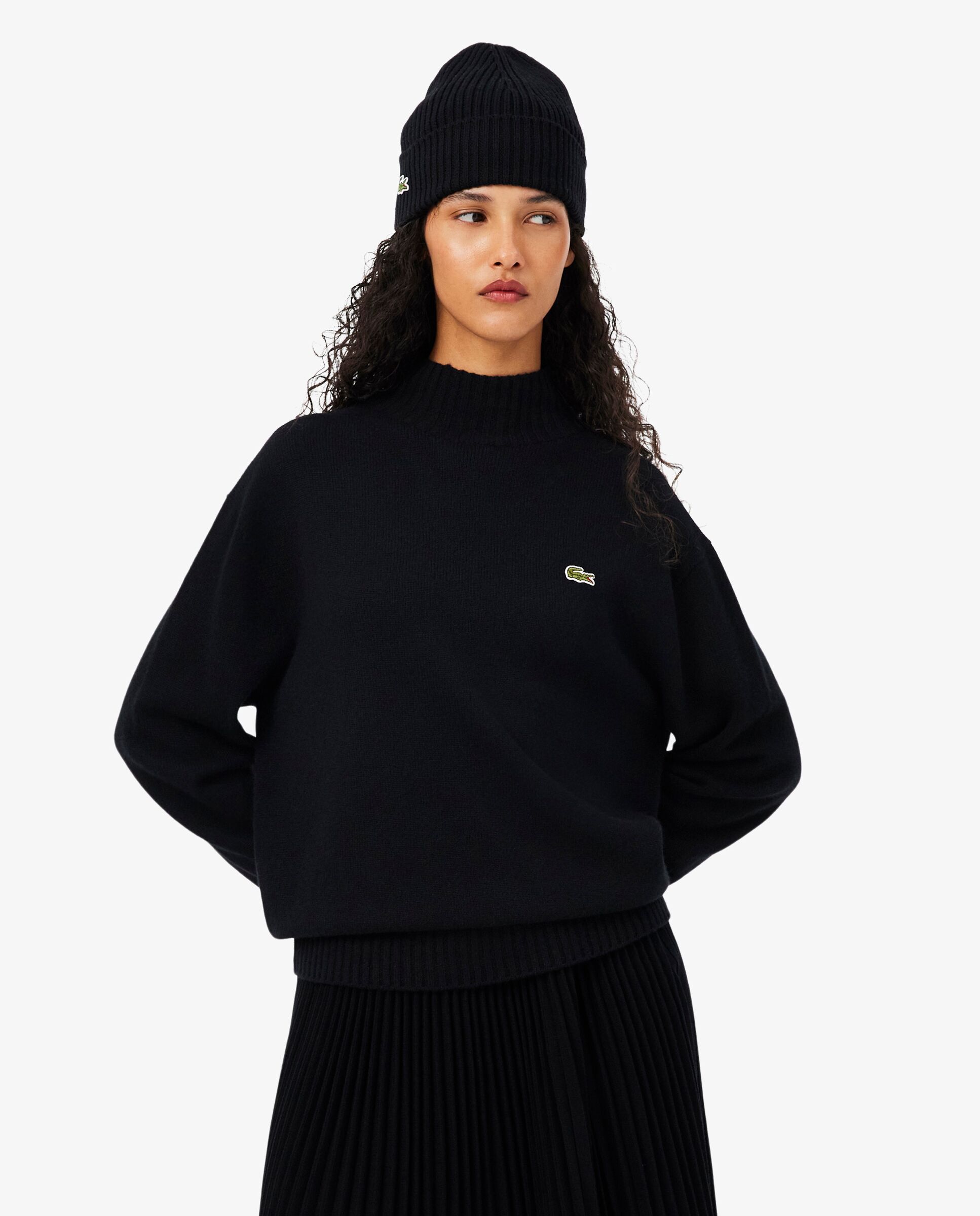 De cuello alto de cachemir de punto 3d en - Lacoste - Negro Negro-1