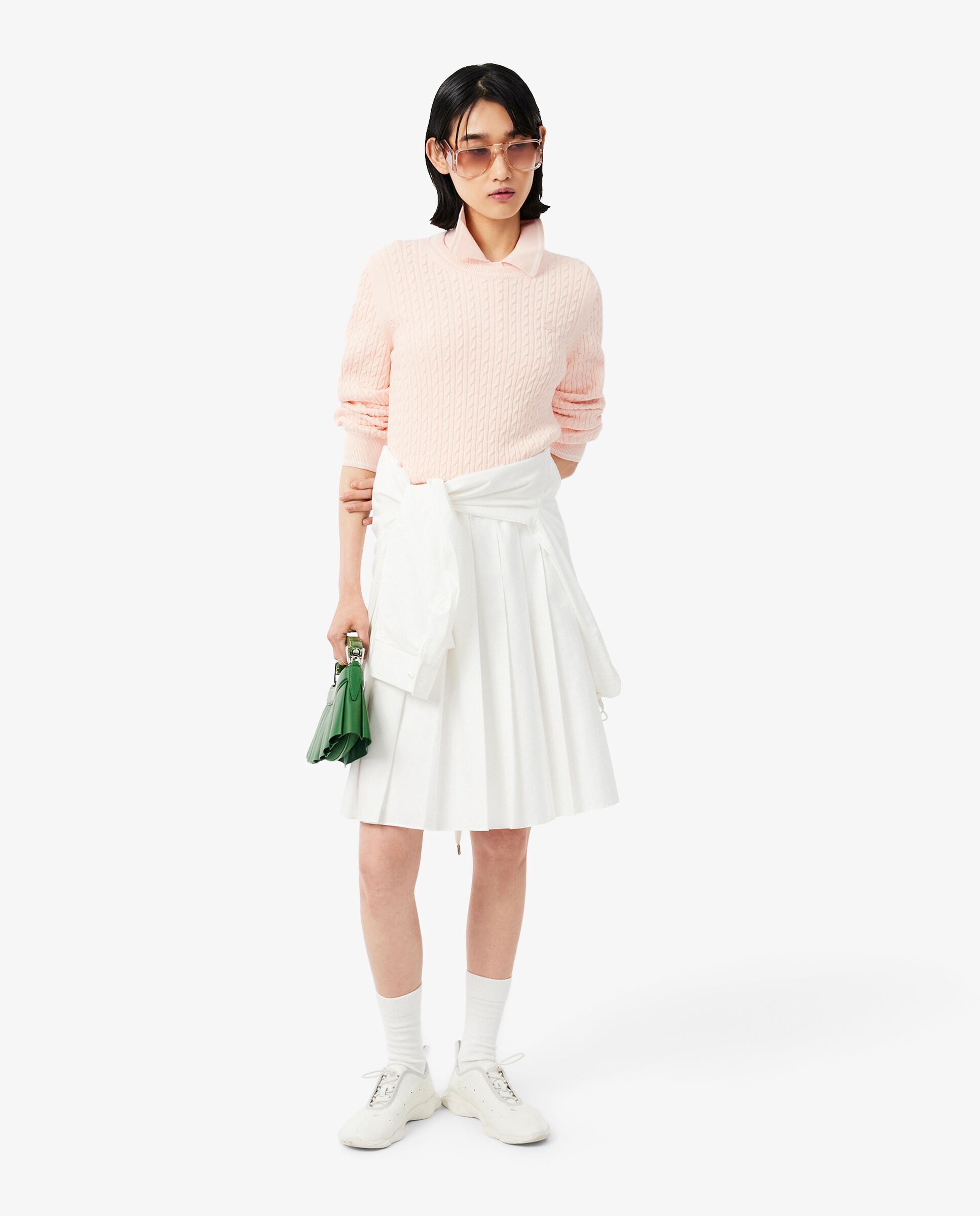 De punto con ochos y rayas en verde de manga larga - Lacoste - Rosa Rosa-4
