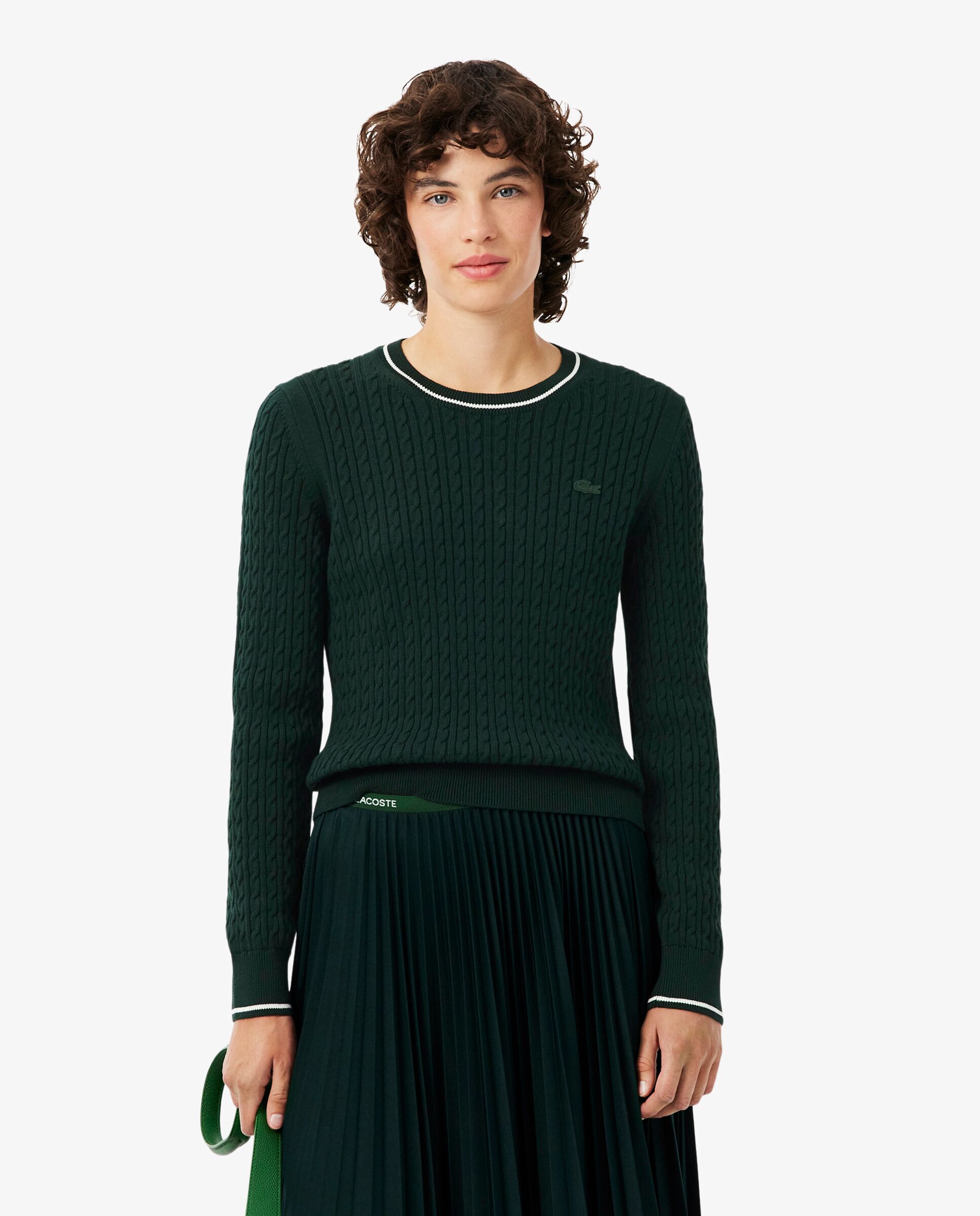 De punto con ochos y rayas en verde de manga larga - Lacoste - Verde Verde-1