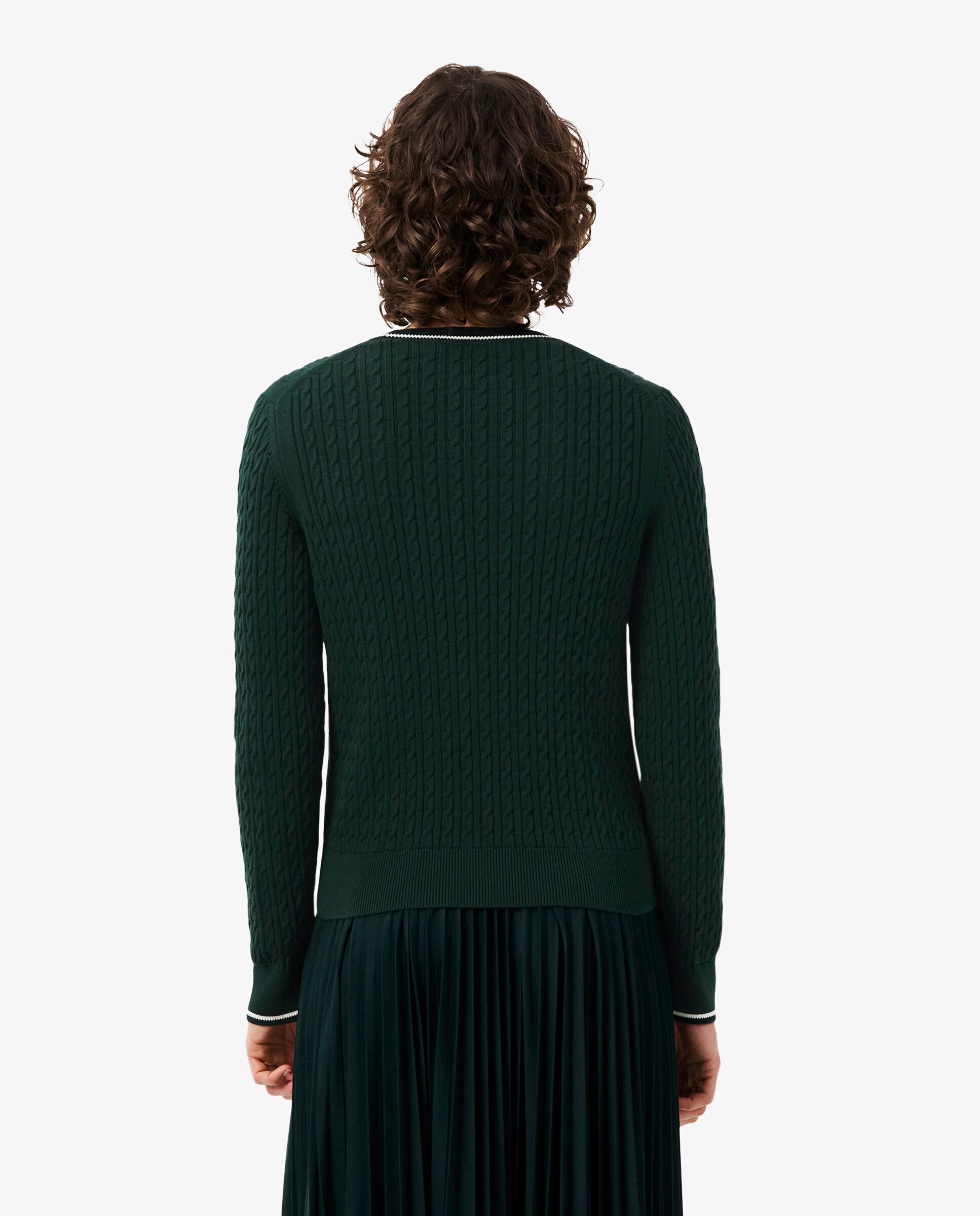 De punto con ochos y rayas en verde de manga larga - Lacoste - Verde Verde-2