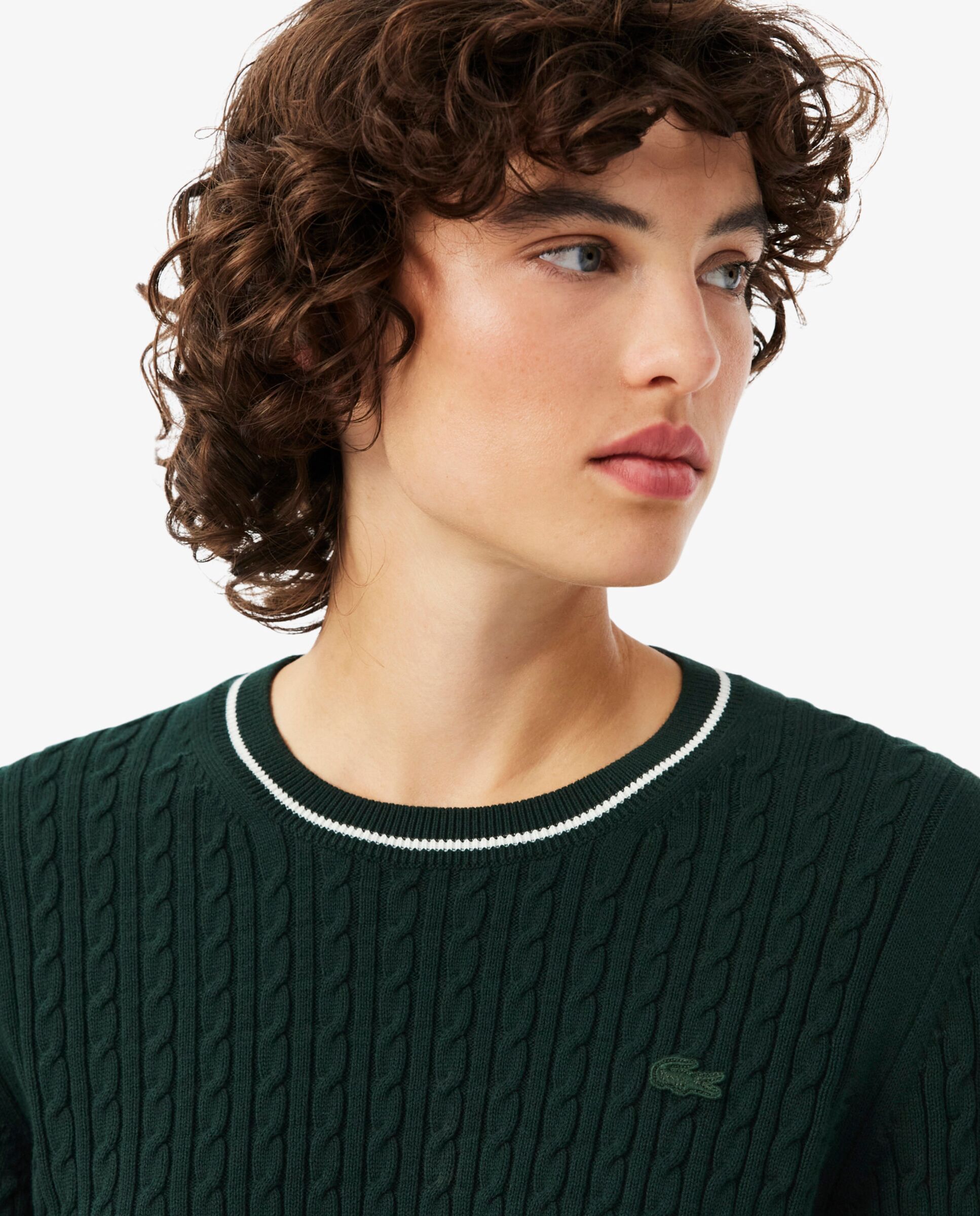 De punto con ochos y rayas en verde de manga larga - Lacoste - Verde Verde-3