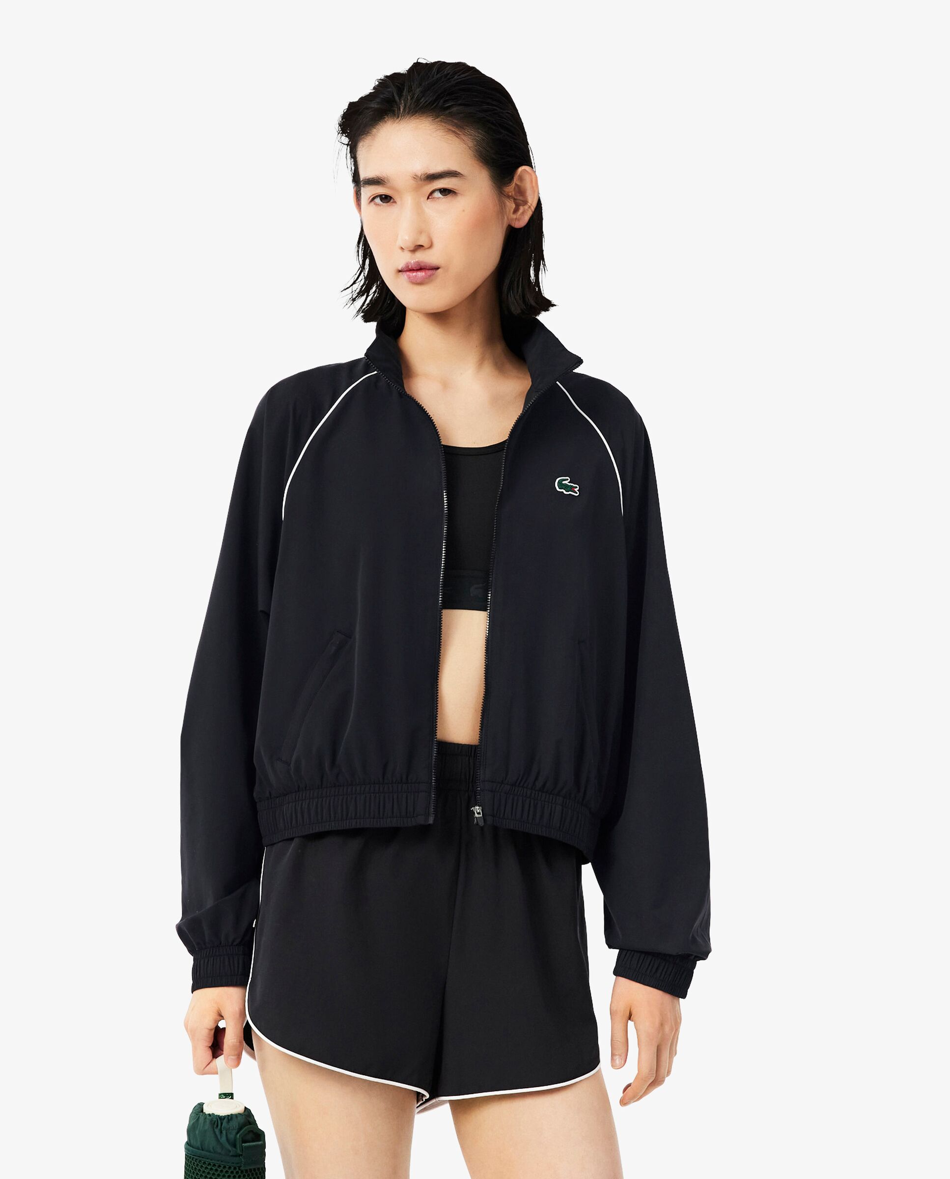 Chaqueta de mujer deportiva hidrófuga con ribete en contraste en de manga larga - Lacoste - Blanco Blanco-1