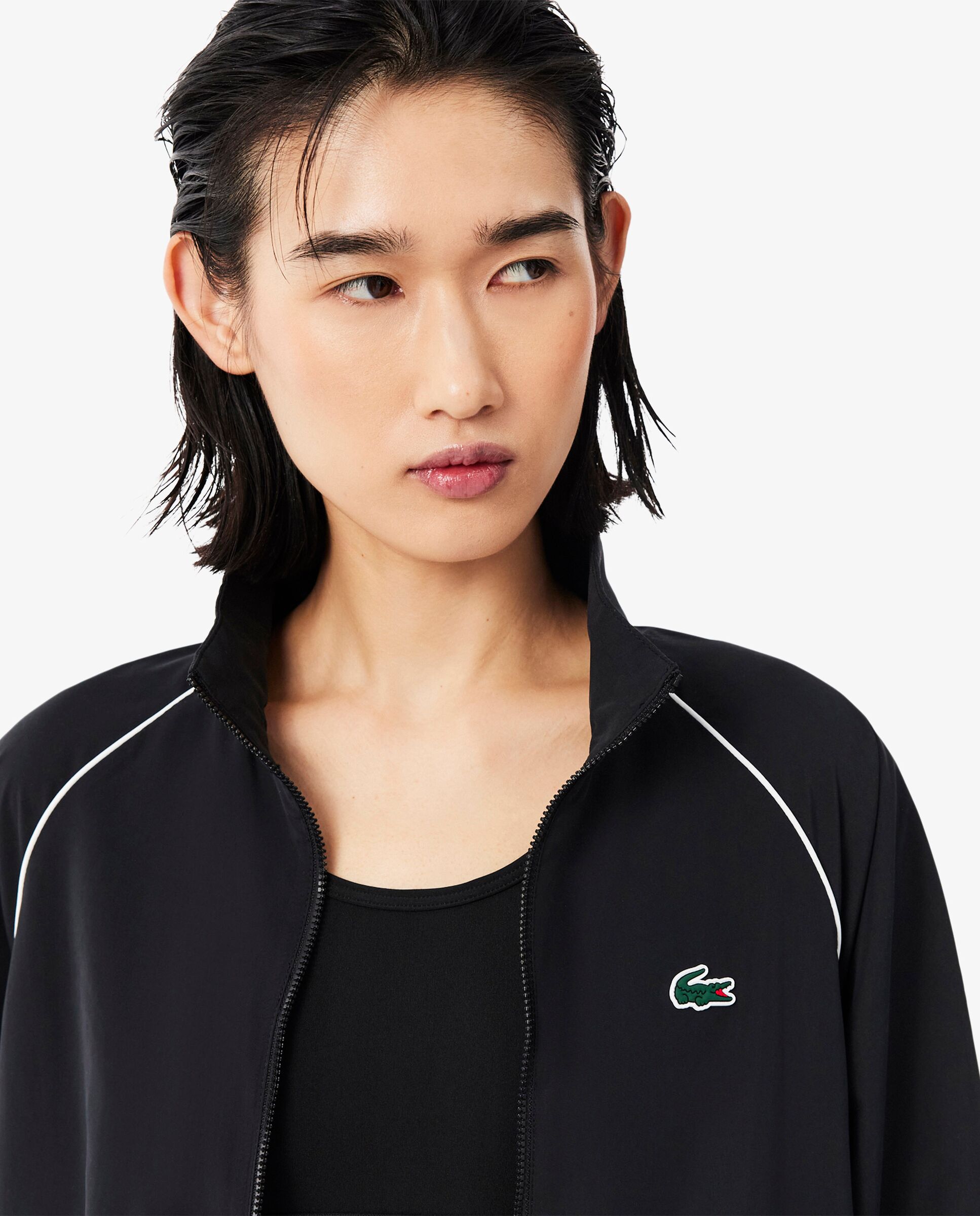 Chaqueta de mujer deportiva hidrófuga con ribete en contraste en de manga larga - Lacoste - Blanco Blanco-3