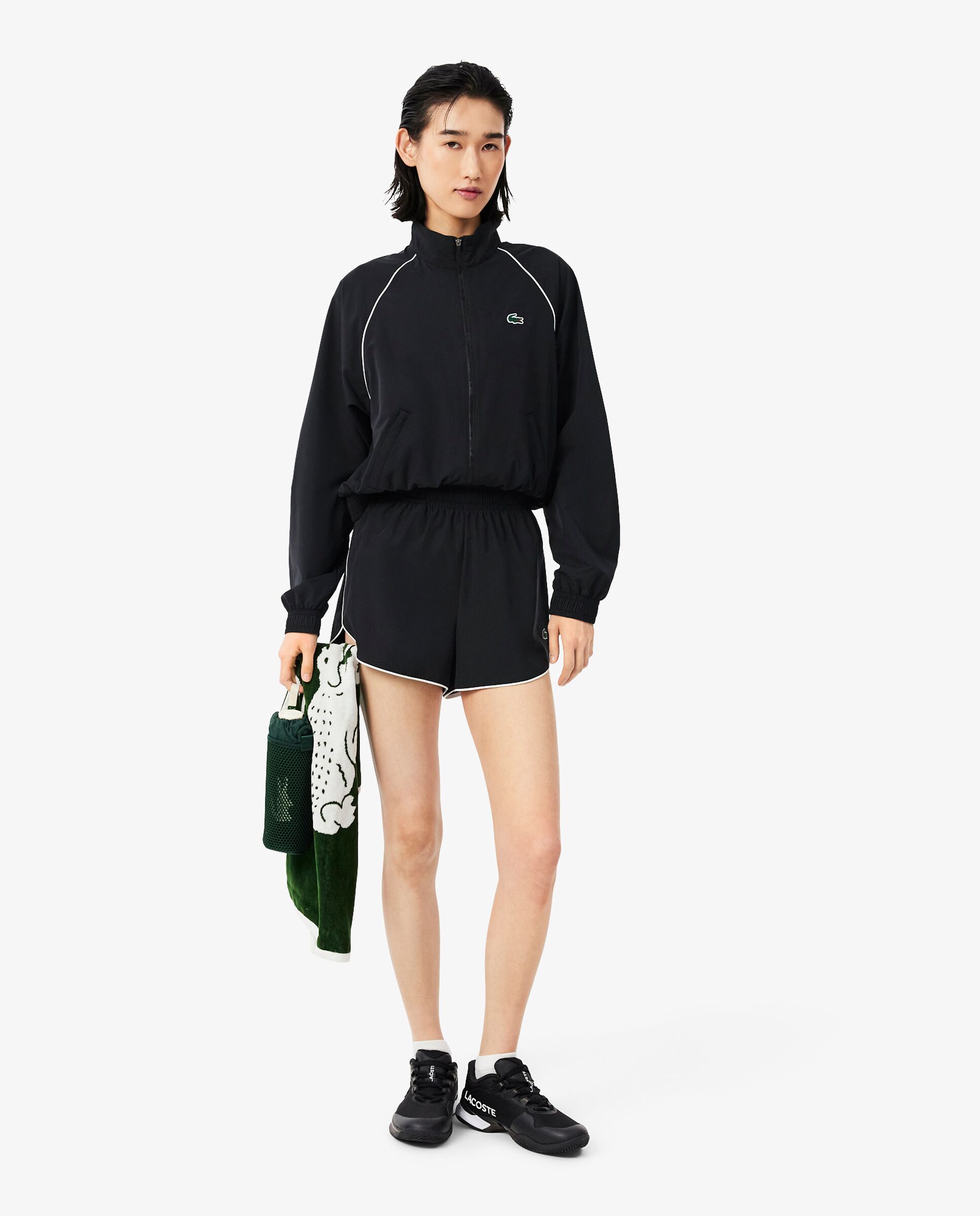 Chaqueta de mujer deportiva hidrófuga con ribete en contraste en de manga larga - Lacoste - Blanco Blanco-4
