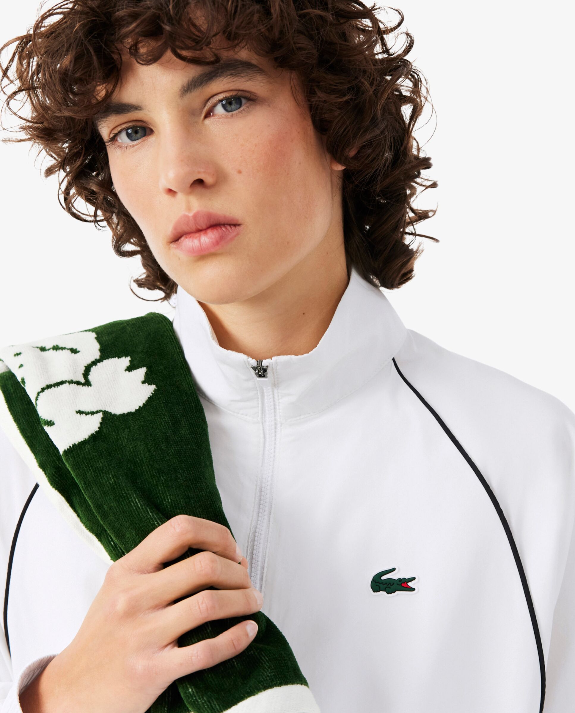Chaqueta de mujer deportiva hidrófuga con ribete en contraste en blanco de manga larga - Lacoste - Negro Negro-3