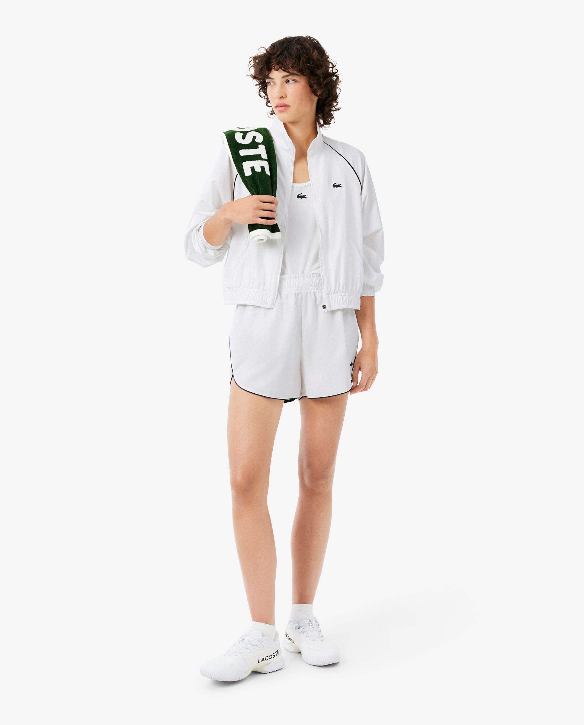 Chaqueta de mujer deportiva hidrófuga con ribete en contraste en blanco de manga larga - Lacoste - Negro Negro-4
