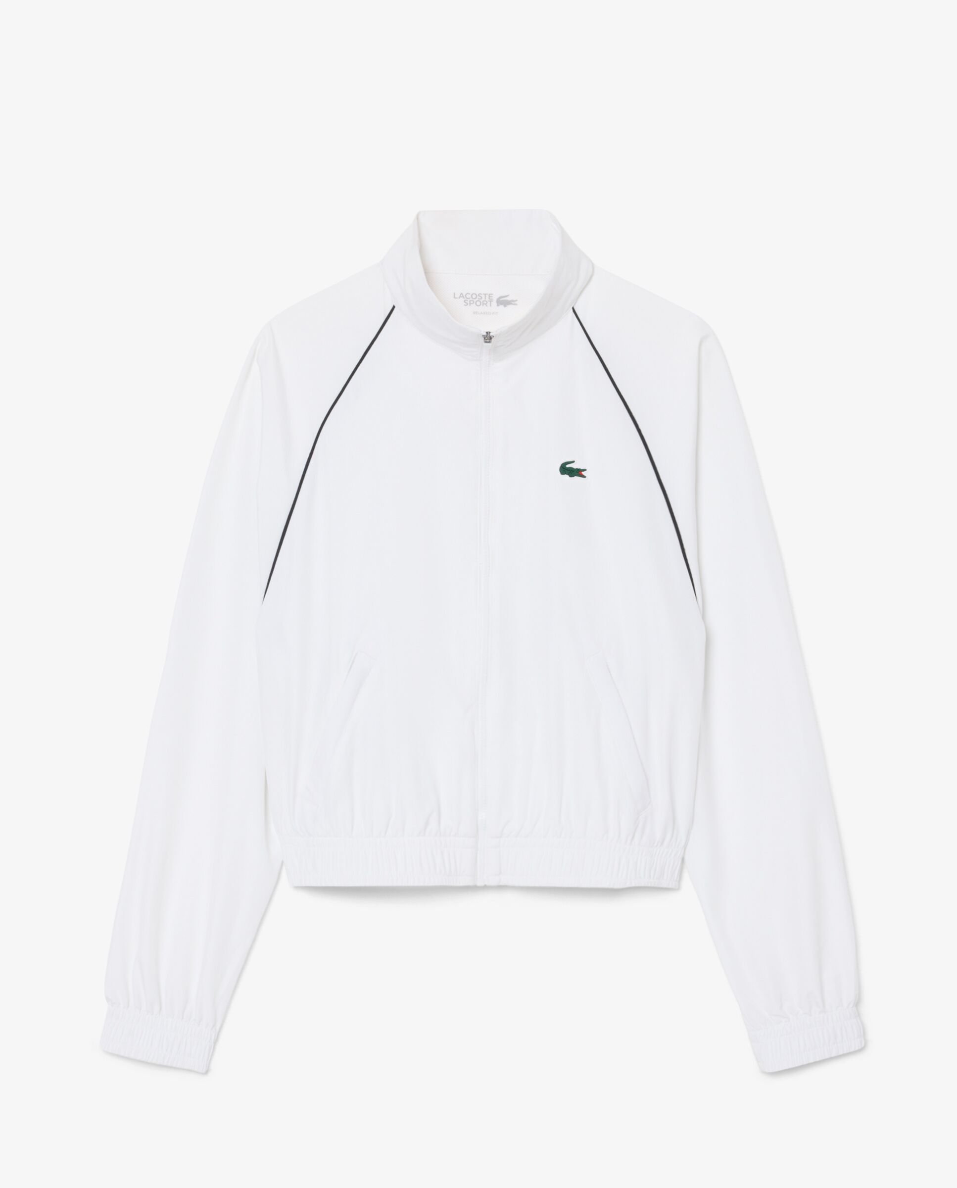 Chaqueta de mujer deportiva hidrófuga con ribete en contraste en blanco de manga larga - Lacoste - Negro Negro-6