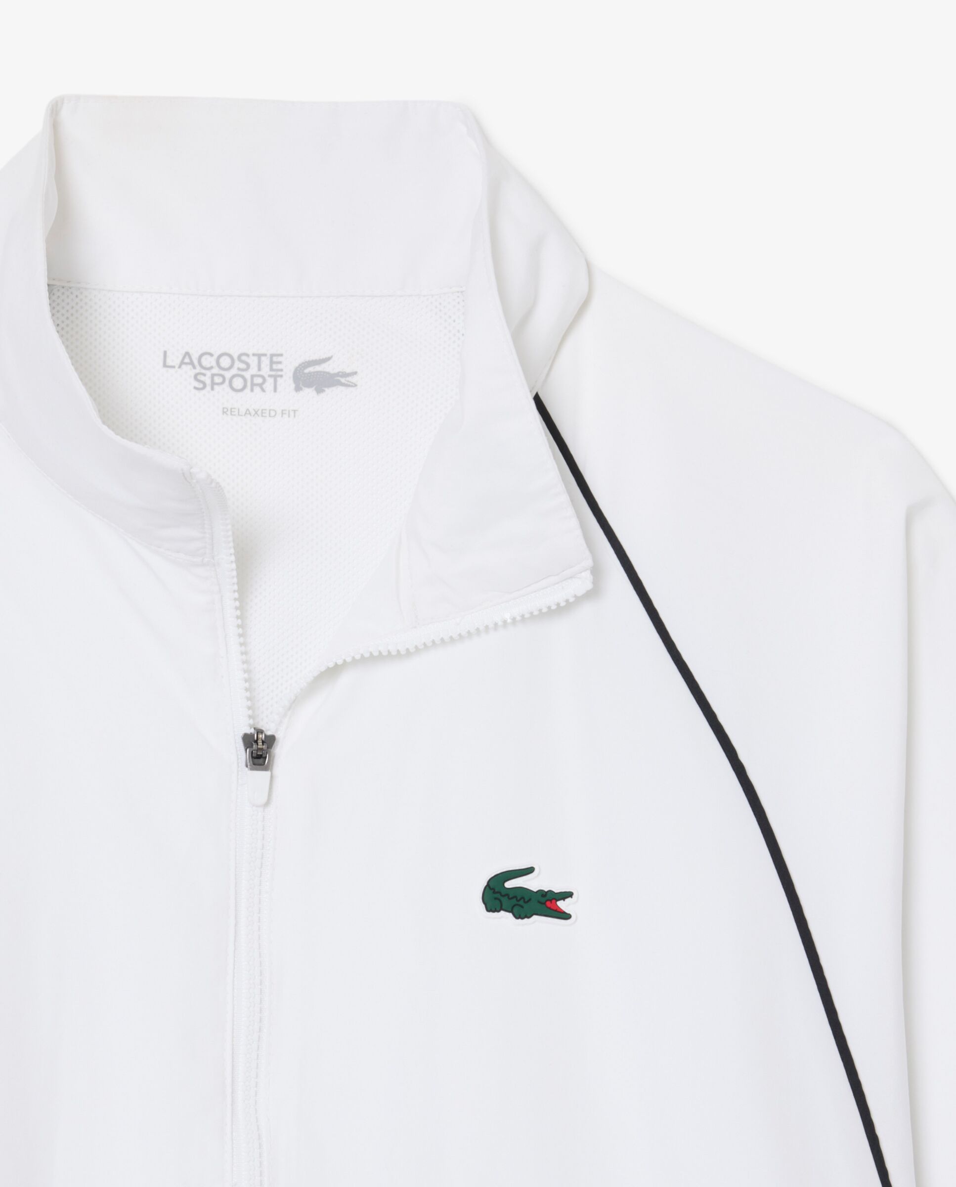 Chaqueta de mujer deportiva hidrófuga con ribete en contraste en blanco de manga larga - Lacoste - Negro Negro-5