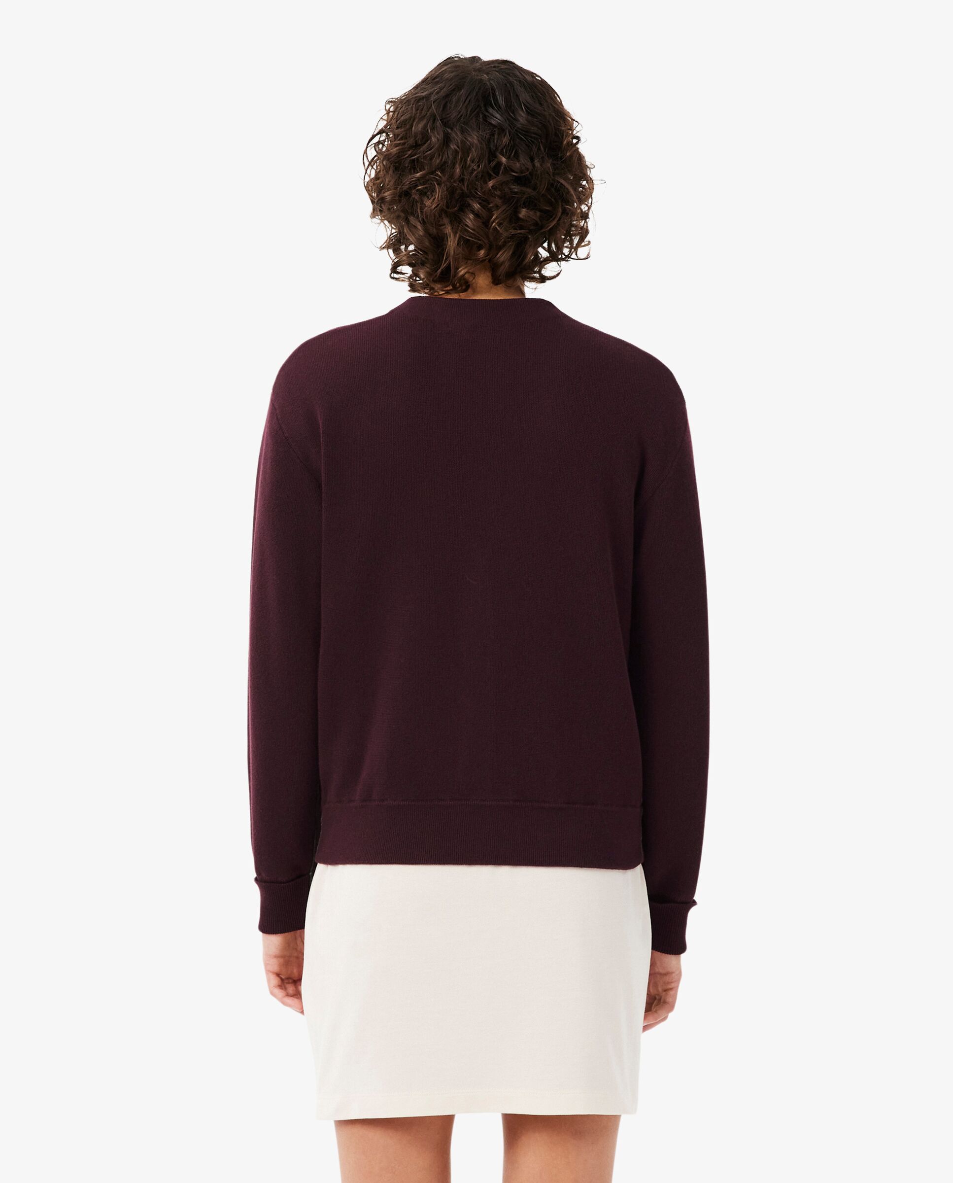 Chaqueta de mujer de punto musgo de algodón con cuello de pico en azul de manga larga - Lacoste - Marrón Marrón-2