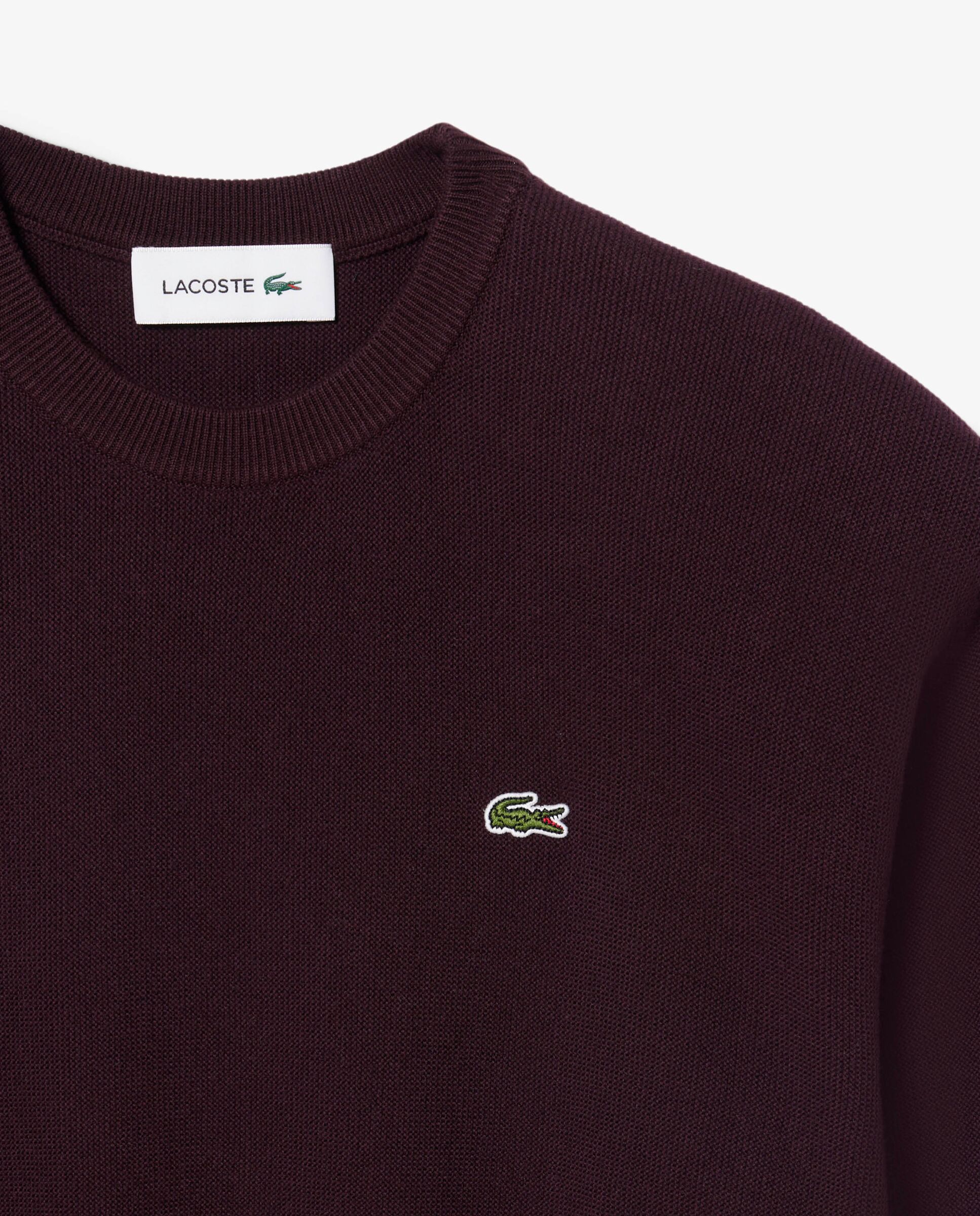 De cuello redondo de algodón de corte relajado en blanco de manga larga - Lacoste - Marrón Marrón-5