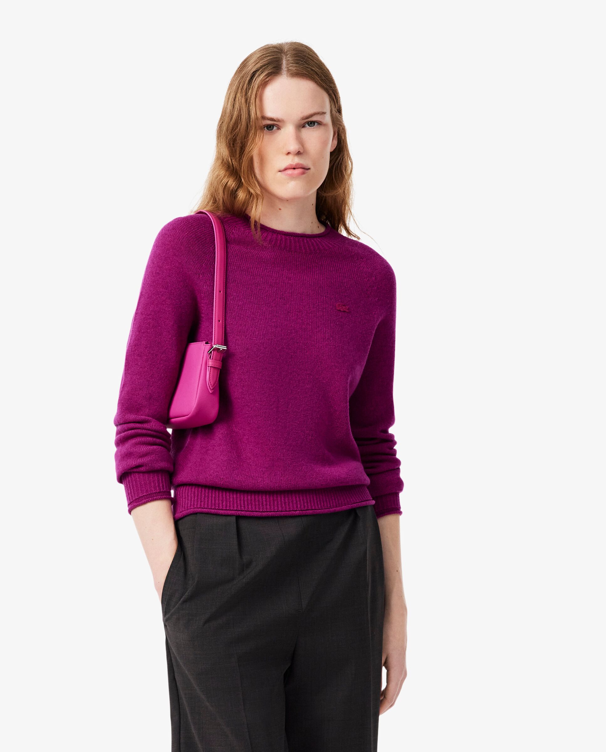 De lana cardada de punto 3d en azul - Lacoste - Magenta Magenta-1