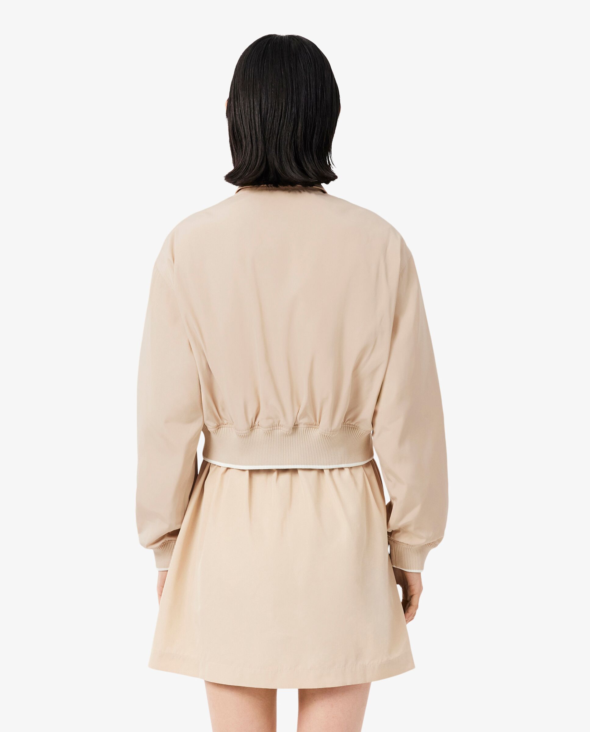 Cazadora de mujer tipo bomber oversize de tafetán hidrófugo en marrón de manga larga - Lacoste - Beige Beige-2