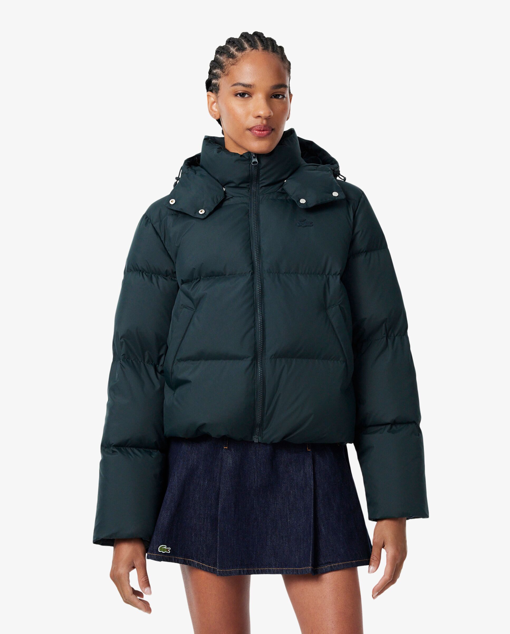Chaqueta de mujer acolchada con capucha hidrófuga en verde - Lacoste - Verde oscuro Verde oscuro-1